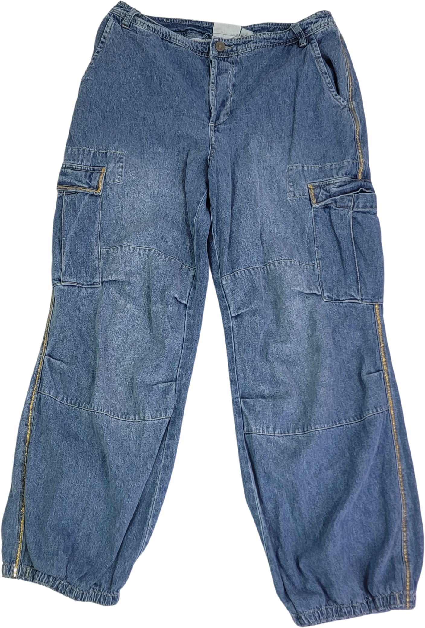 Vintage 90s/00s Baggy Cargo Pant Sinched Ankle Gold M Detail By