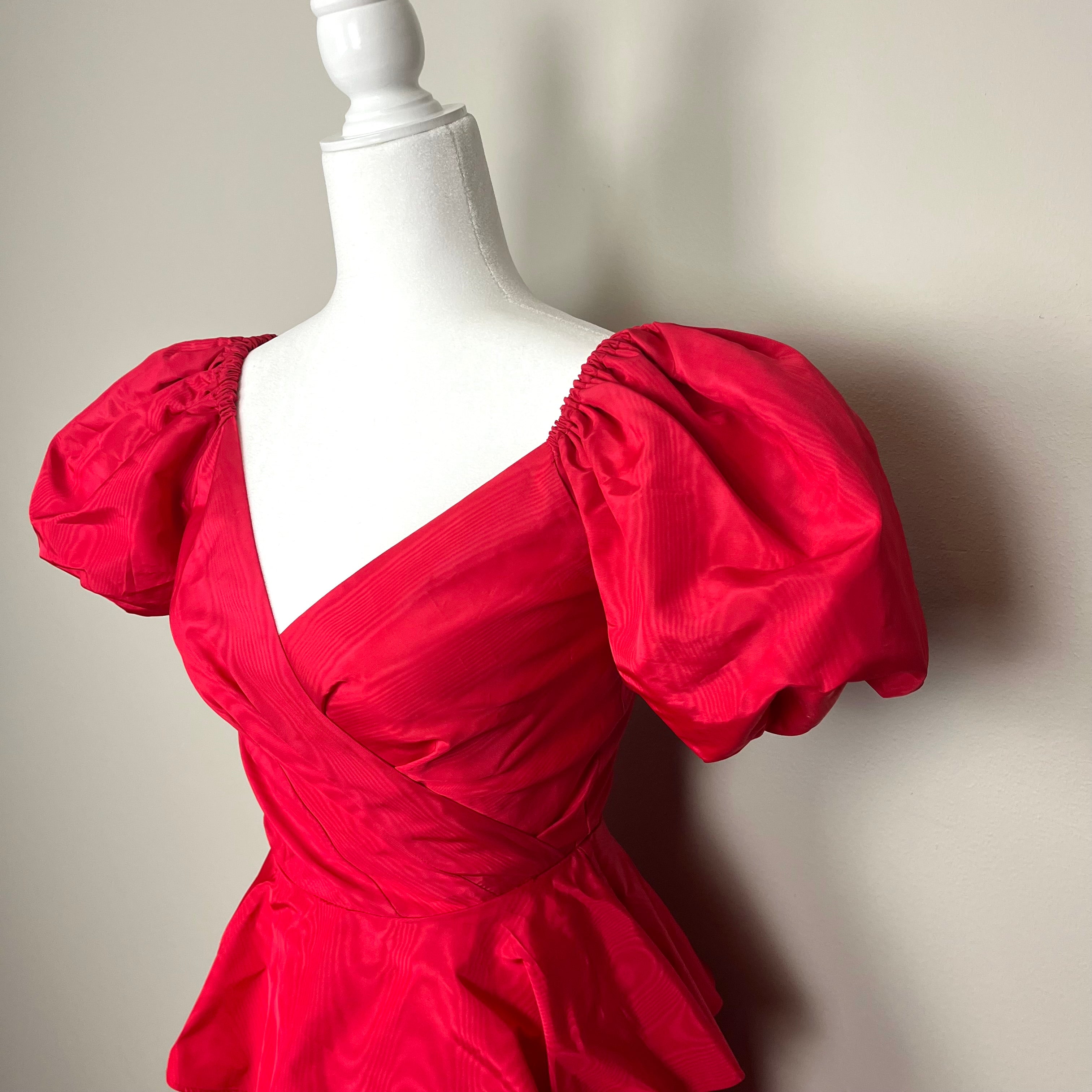 80's Pink Maxi Gown Dress Puffy Sleeve by En Francais Huey Waltzer main image 0