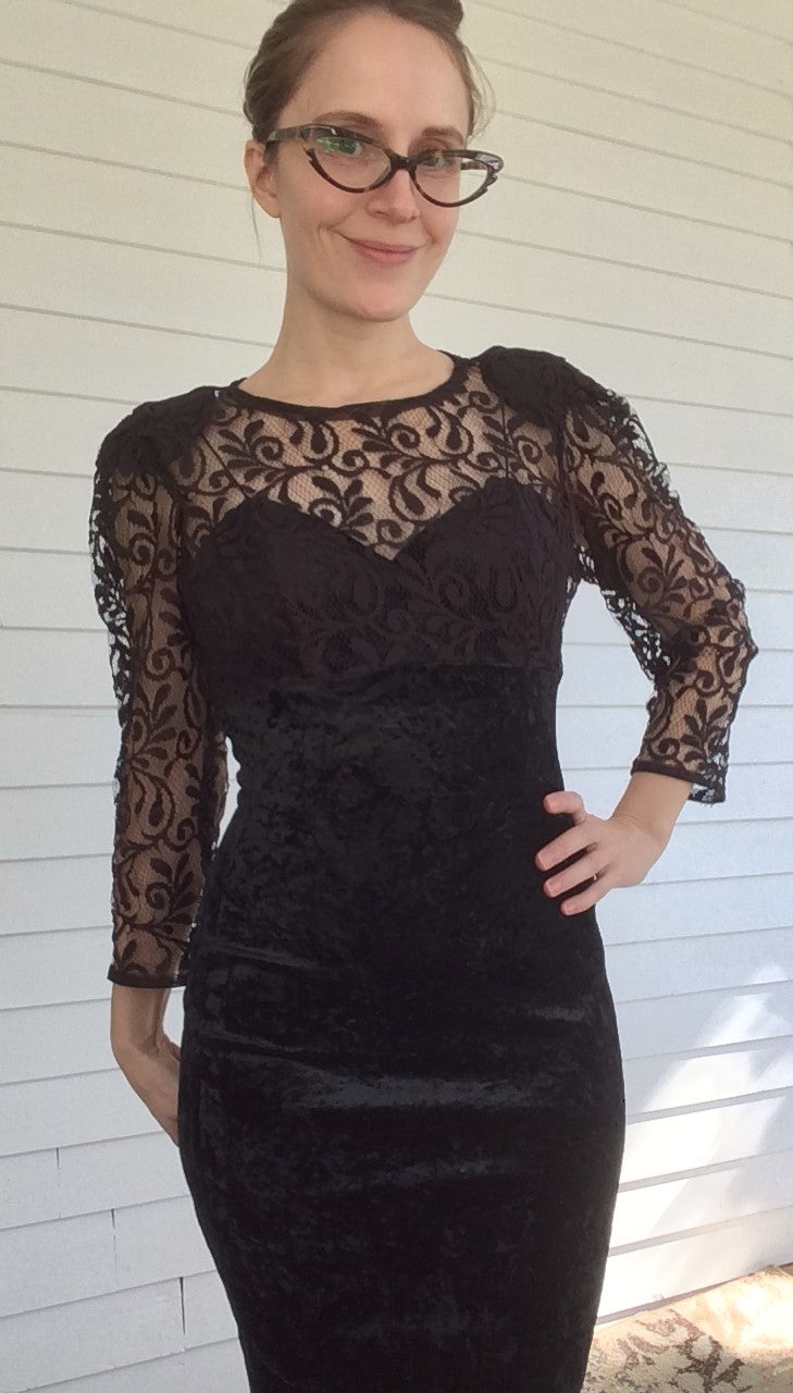 Vintage 80s Velvet Mini Dress Black Lace Body Conscious By Fredericks Of Holly Shop Thrilling 7375