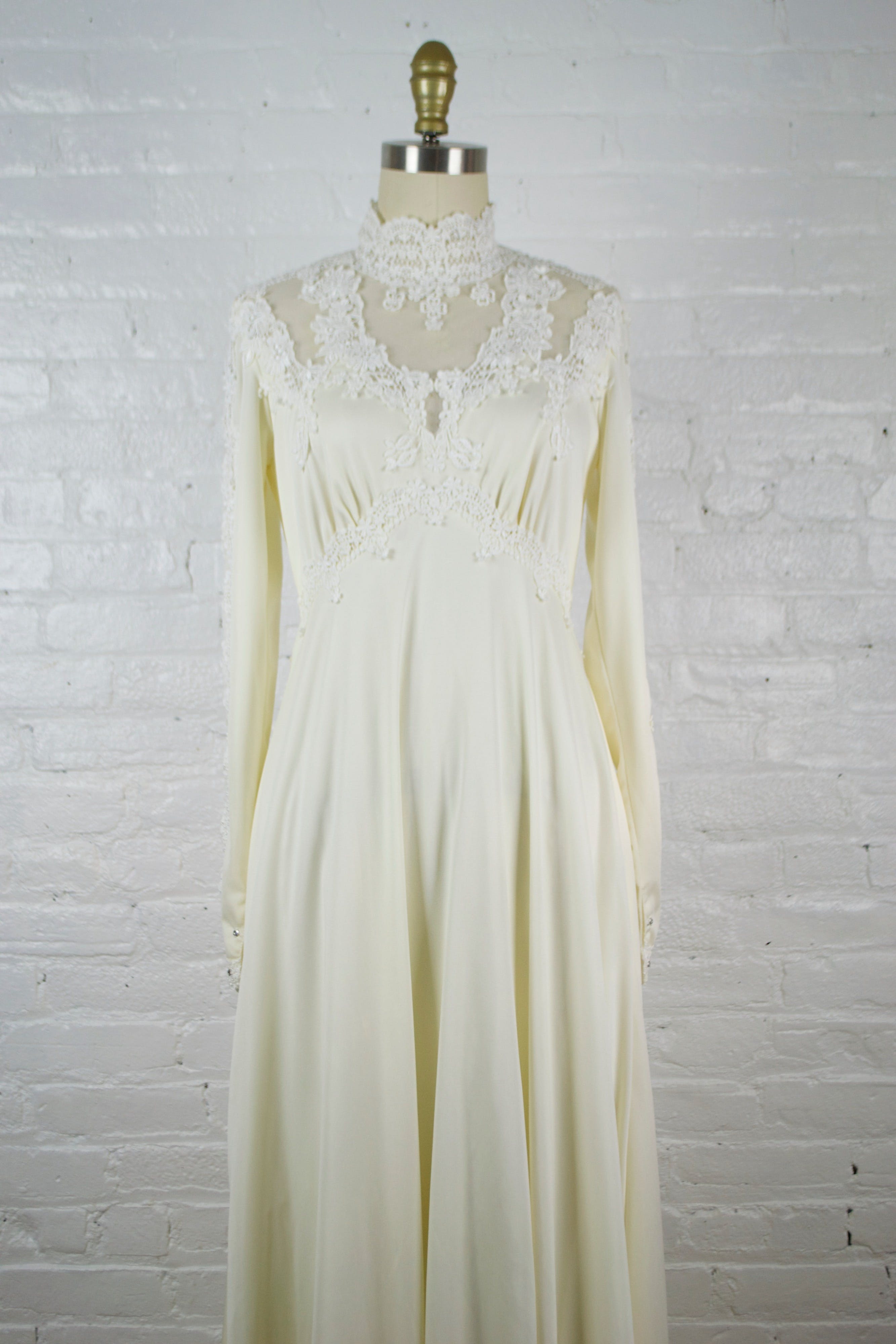 Vintage 70's Bohemian Jersey And Lace Victorian Style Wedding Dress ...