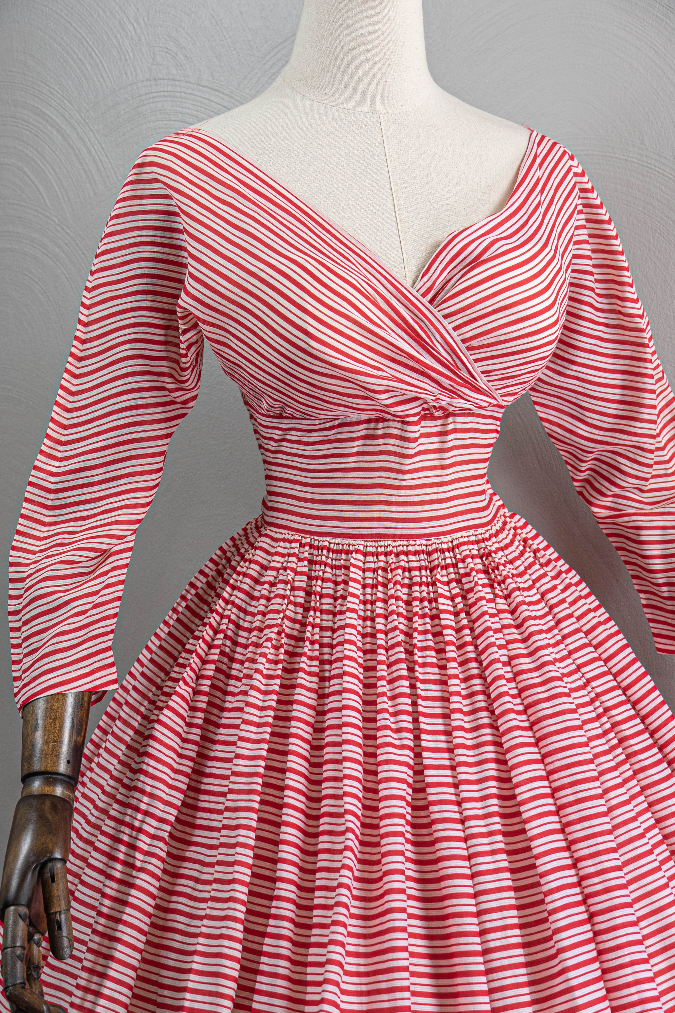 Vintage red and white striped mini skirt main image 0
