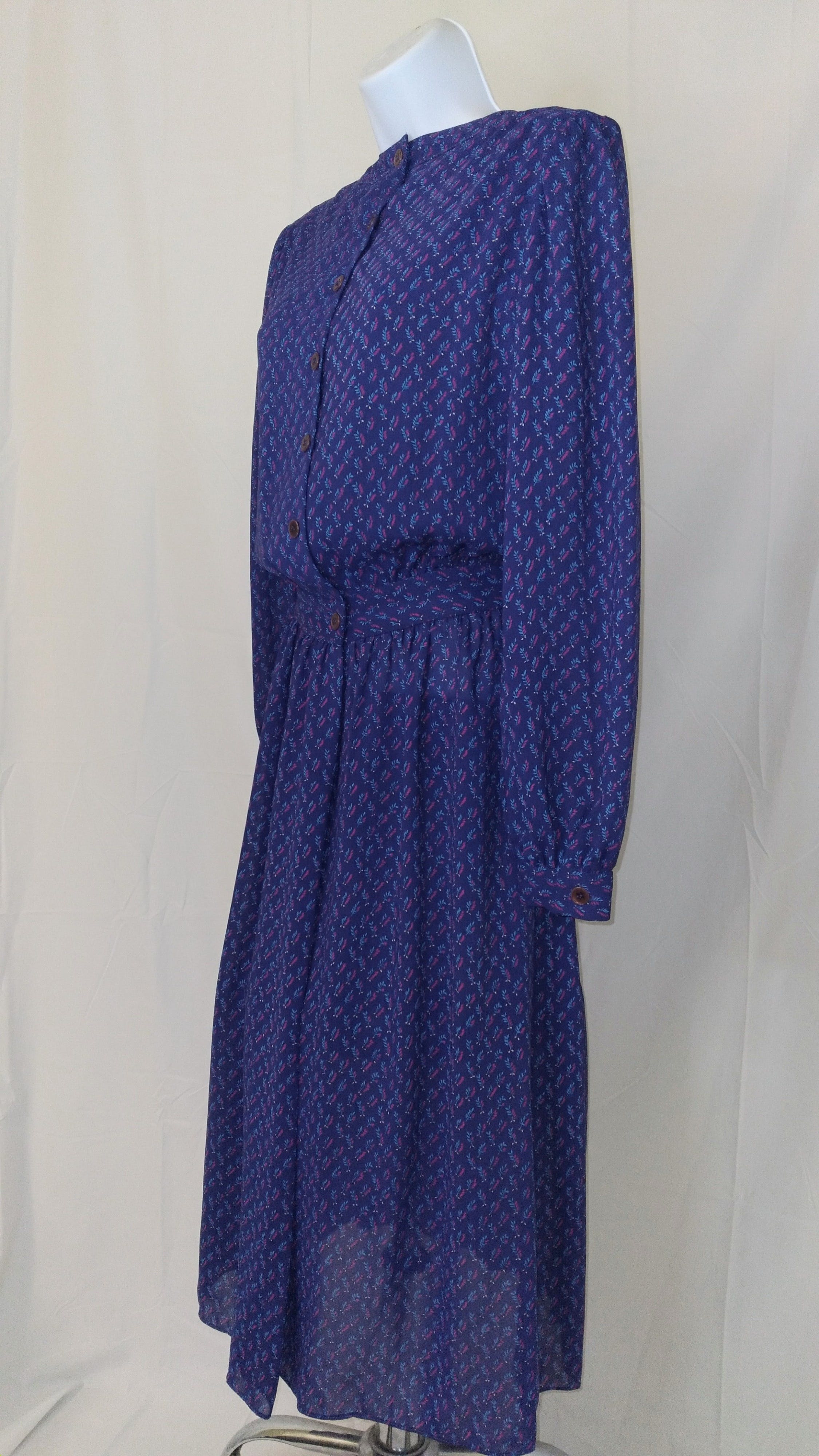 Vintage 80’s Navy Blue Floral Office Dress by Jt Dress Shop THRILLING