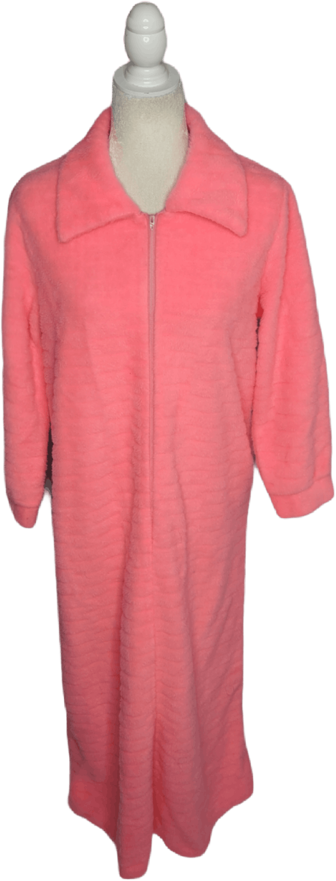 80's/90's Furry Hot Pink Half Zip Collared House Coat