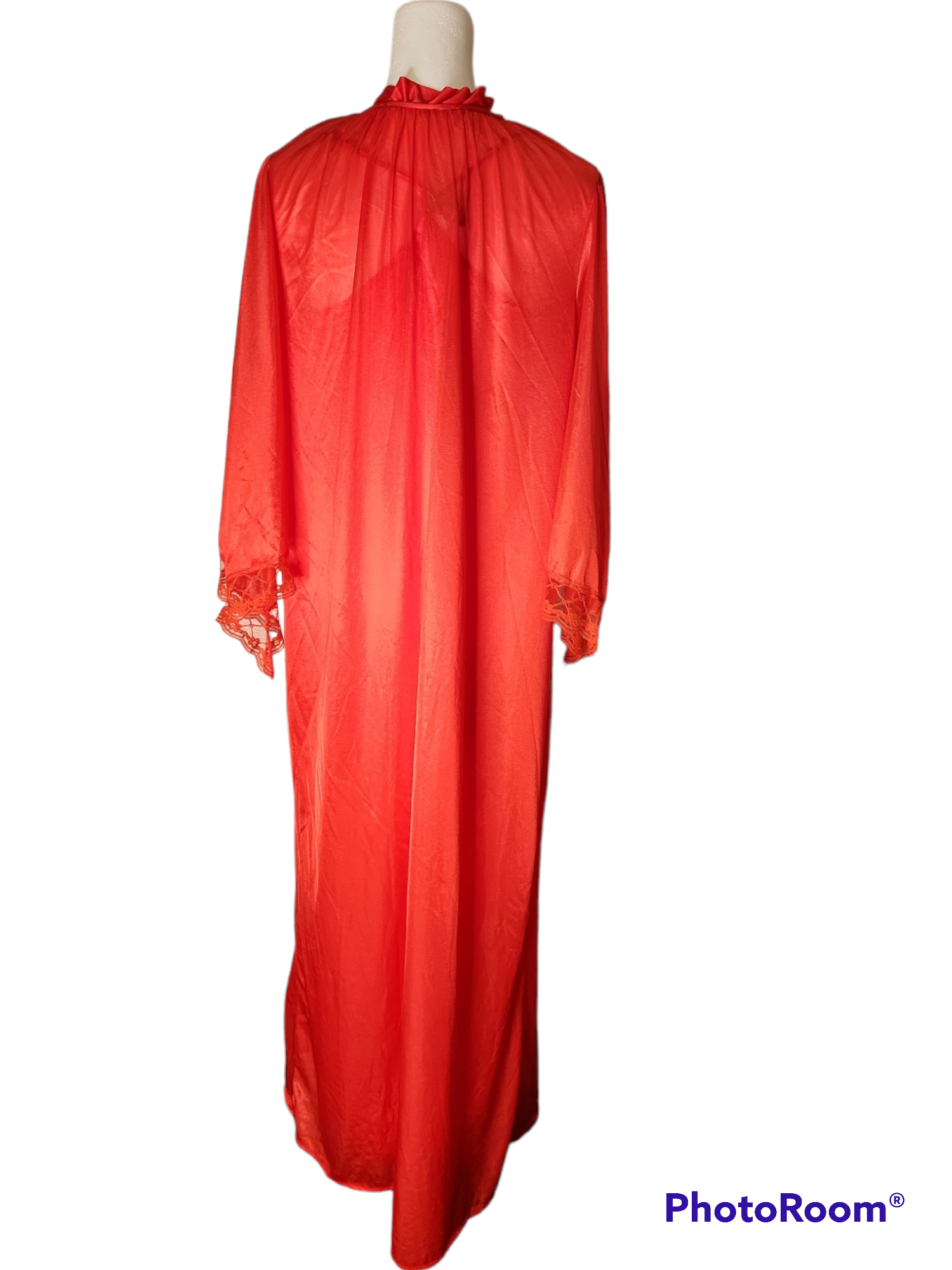 Vintage 80s Vampy Goth Red Long Nightgown With Matching Robe By