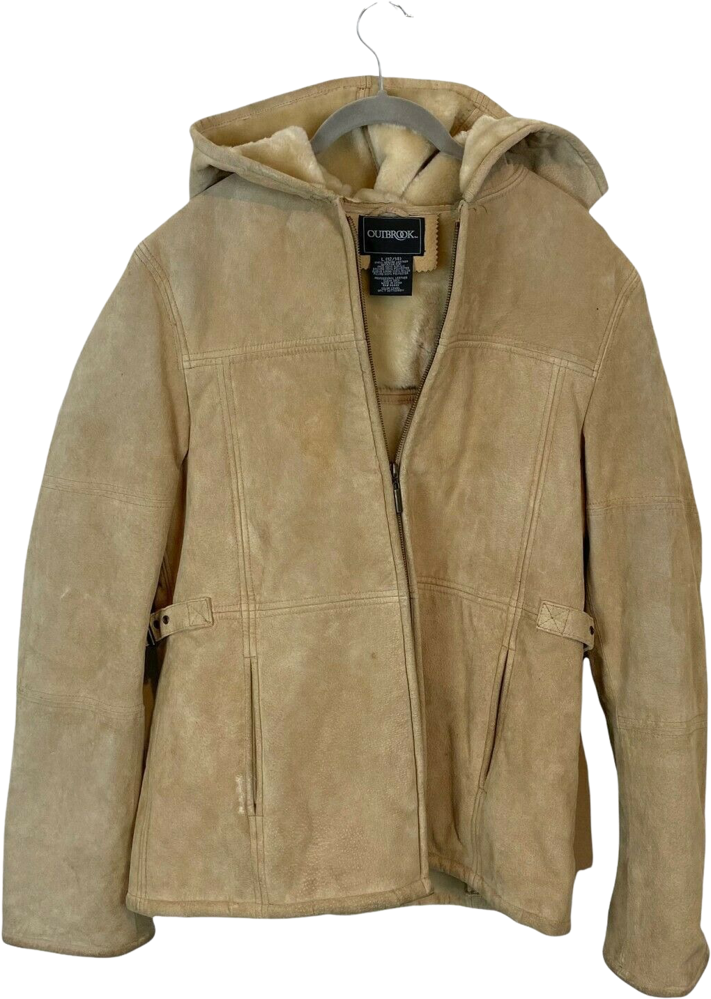Vintage Vtg Outbrook Womens Tan Hooded Parka Coat Sz Large by