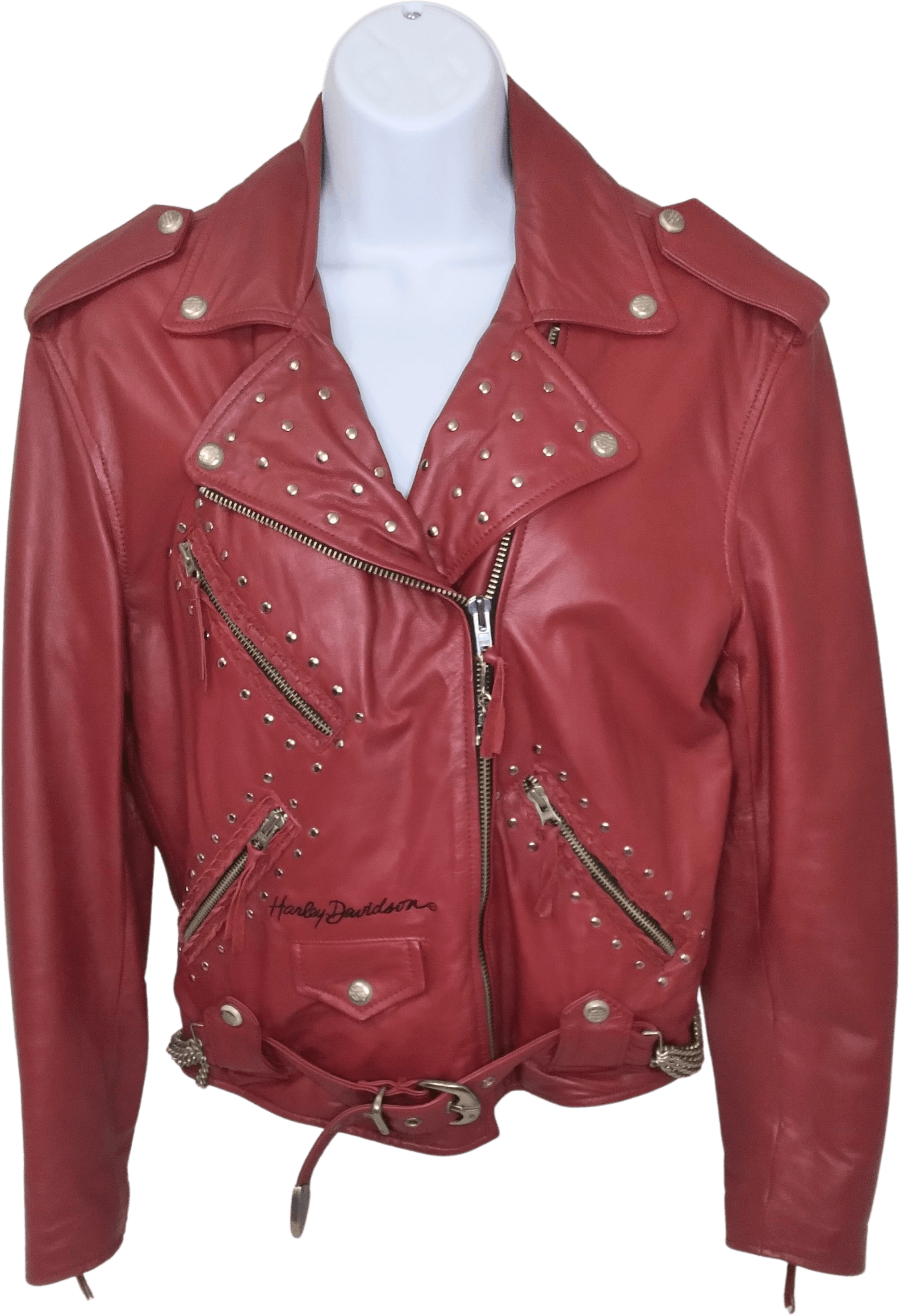 Harley davidson sales red leather jacket