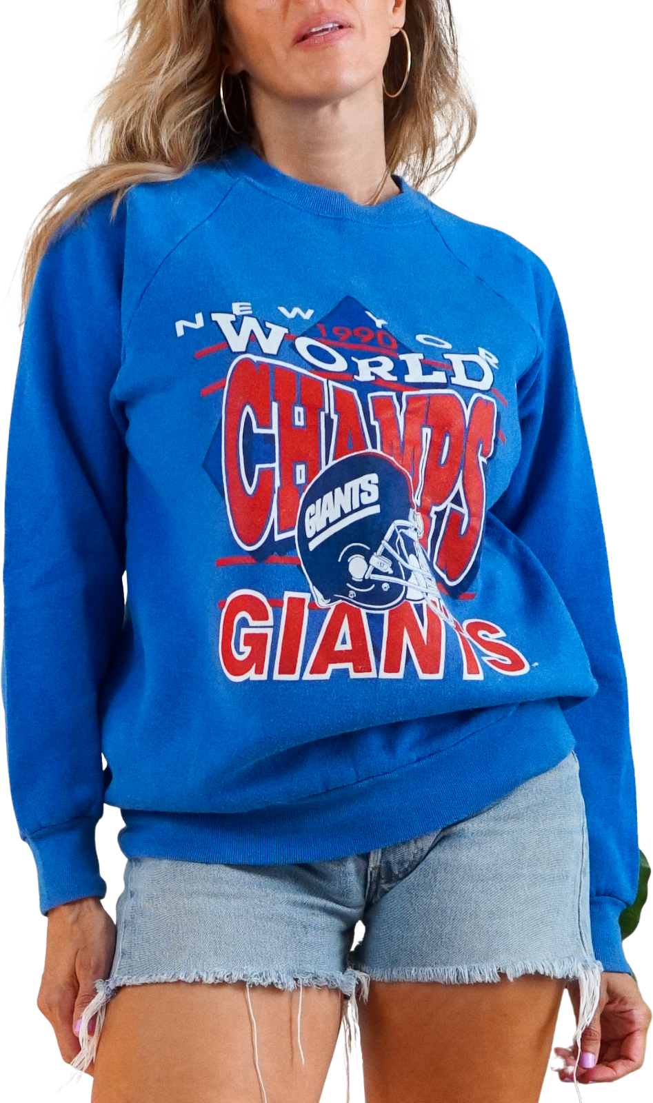 1990 NEW YORK GIANTS WORLD CHAMPS SWEAT TOP L - Classic American