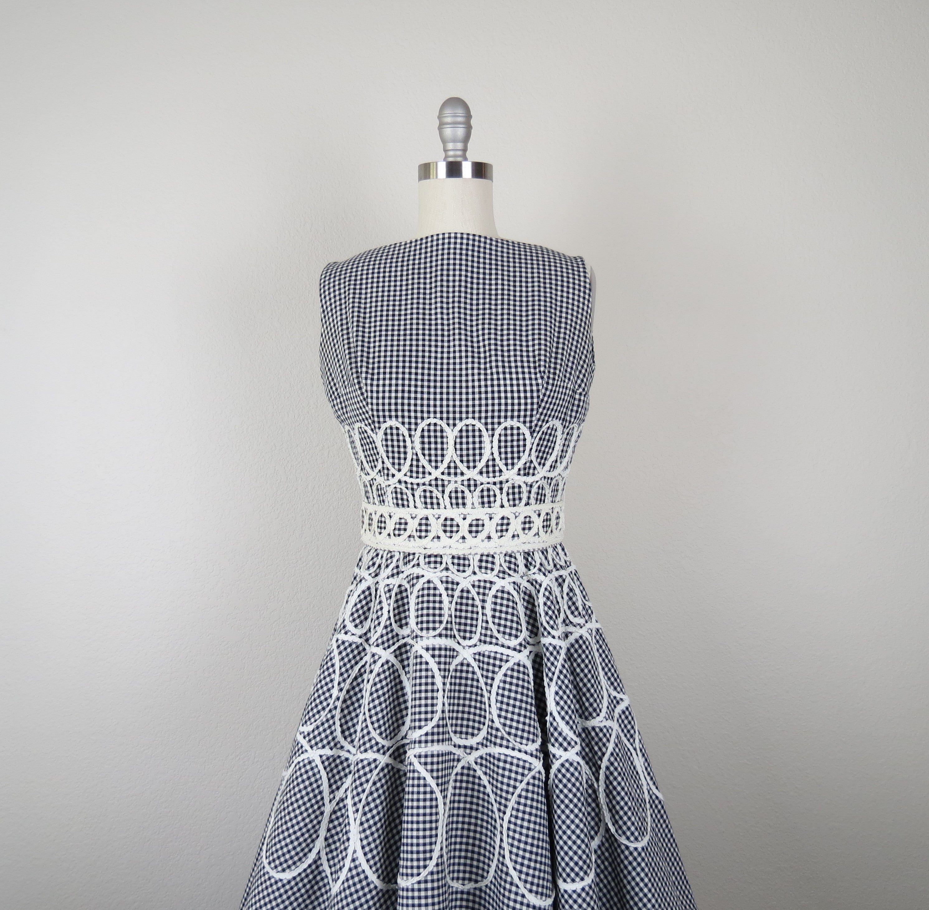 1950s Gingham Daisy Halter Dress + Jacket by Sandra Sage | XS/S