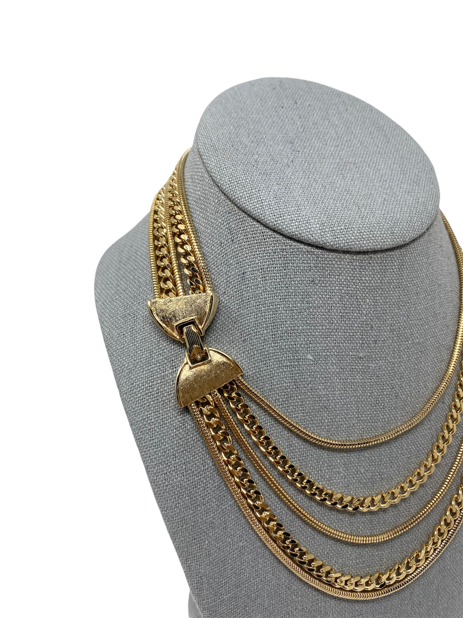 Vintage Gold Toned Multi Strand Necklace 