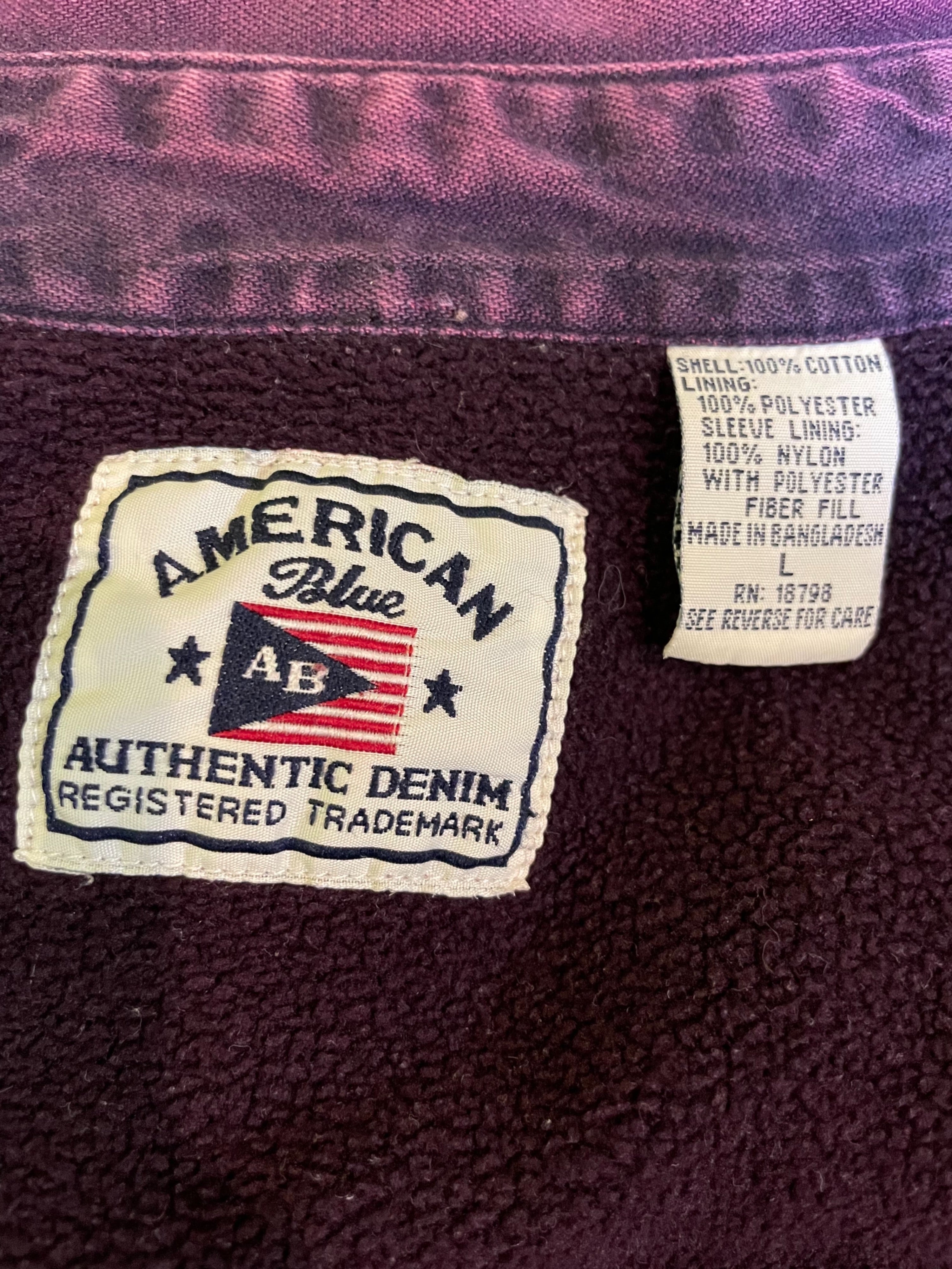Vintage 90's Purple Fleece Lined Denim Button Up Jacket by
