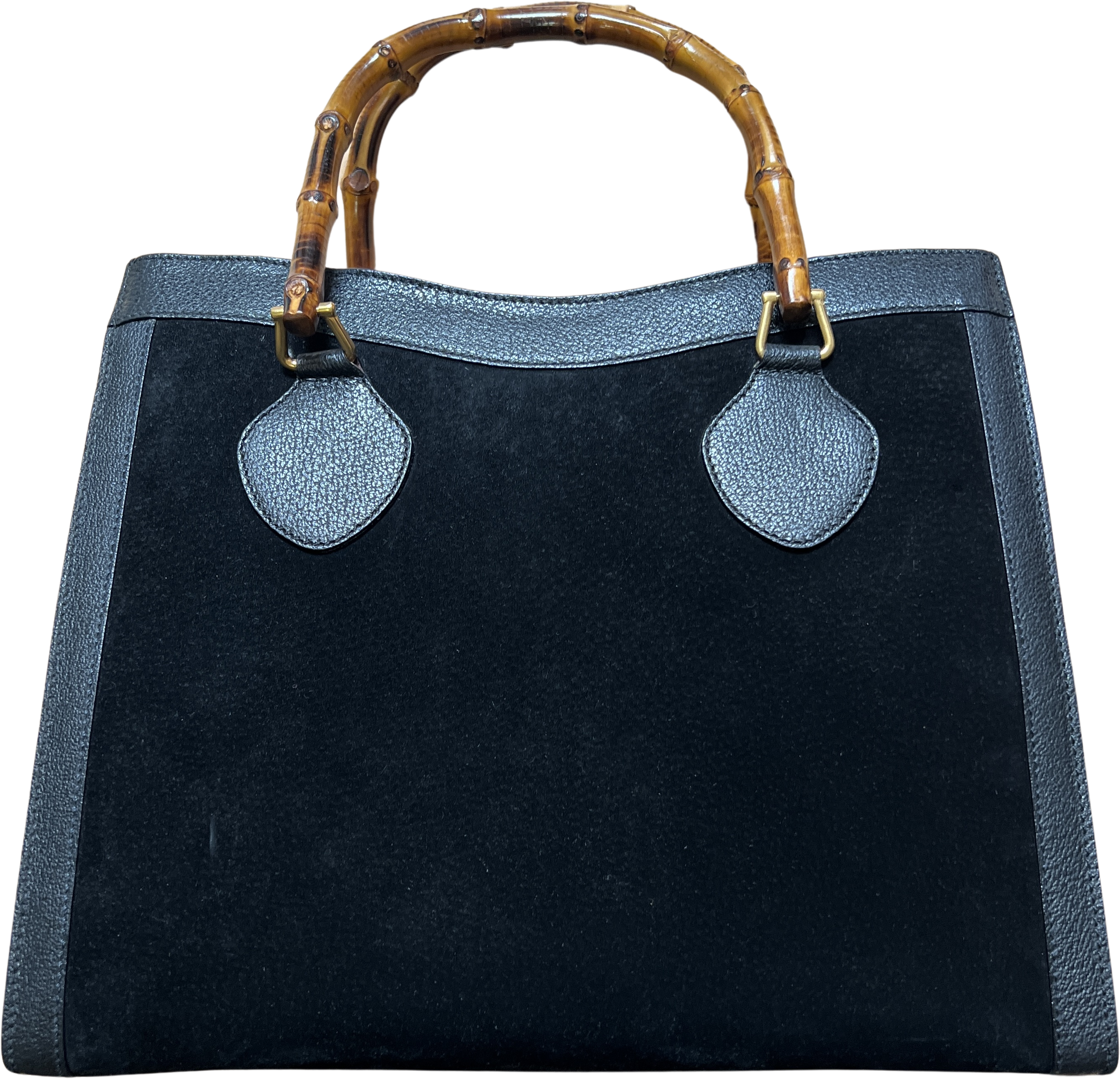 Gucci Vintage Navy Leather Bag with Bamboo Handle - circa 1950's