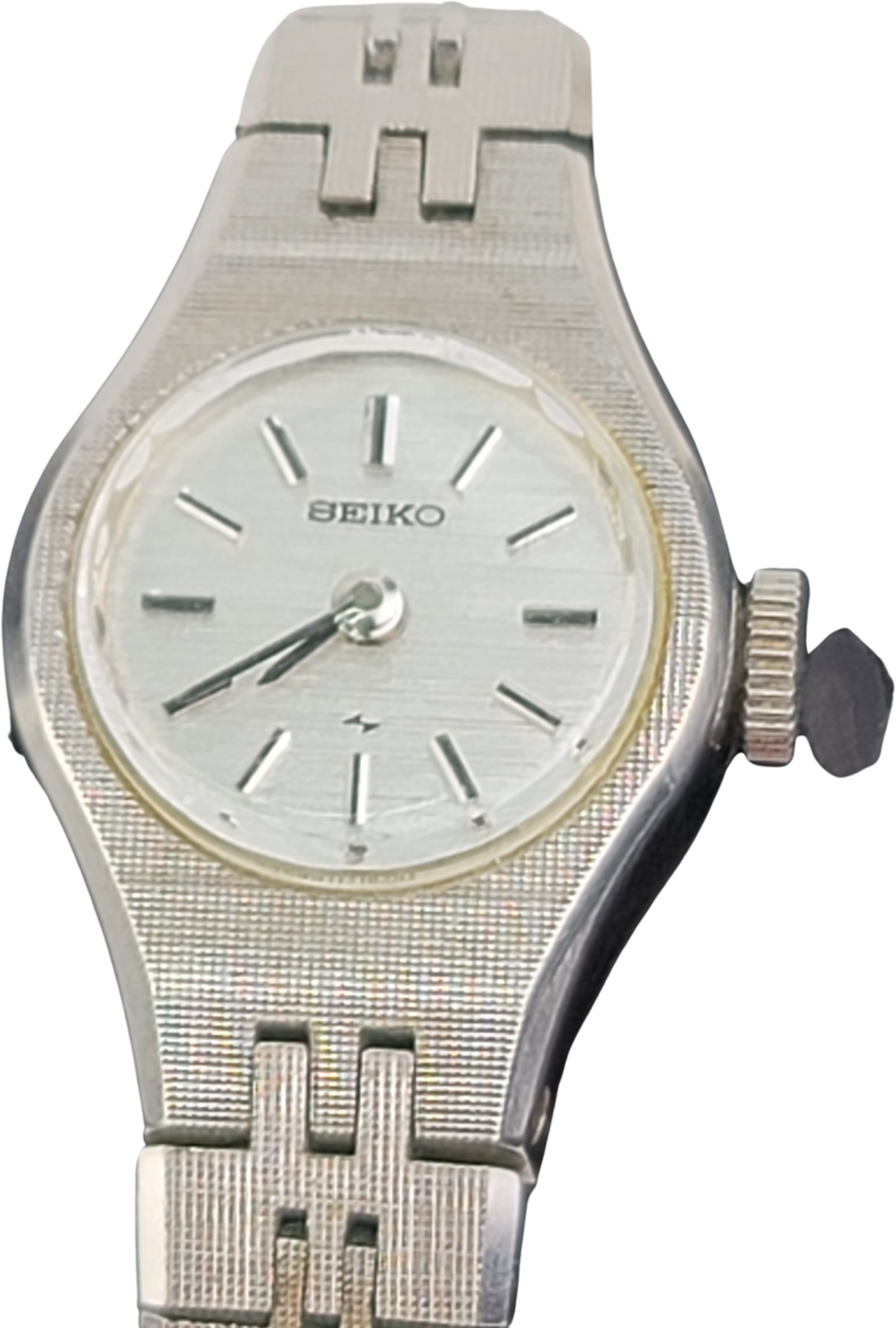 Vintage 70s Women's Silver Tone Mechanical Handwind Watch By Seiko