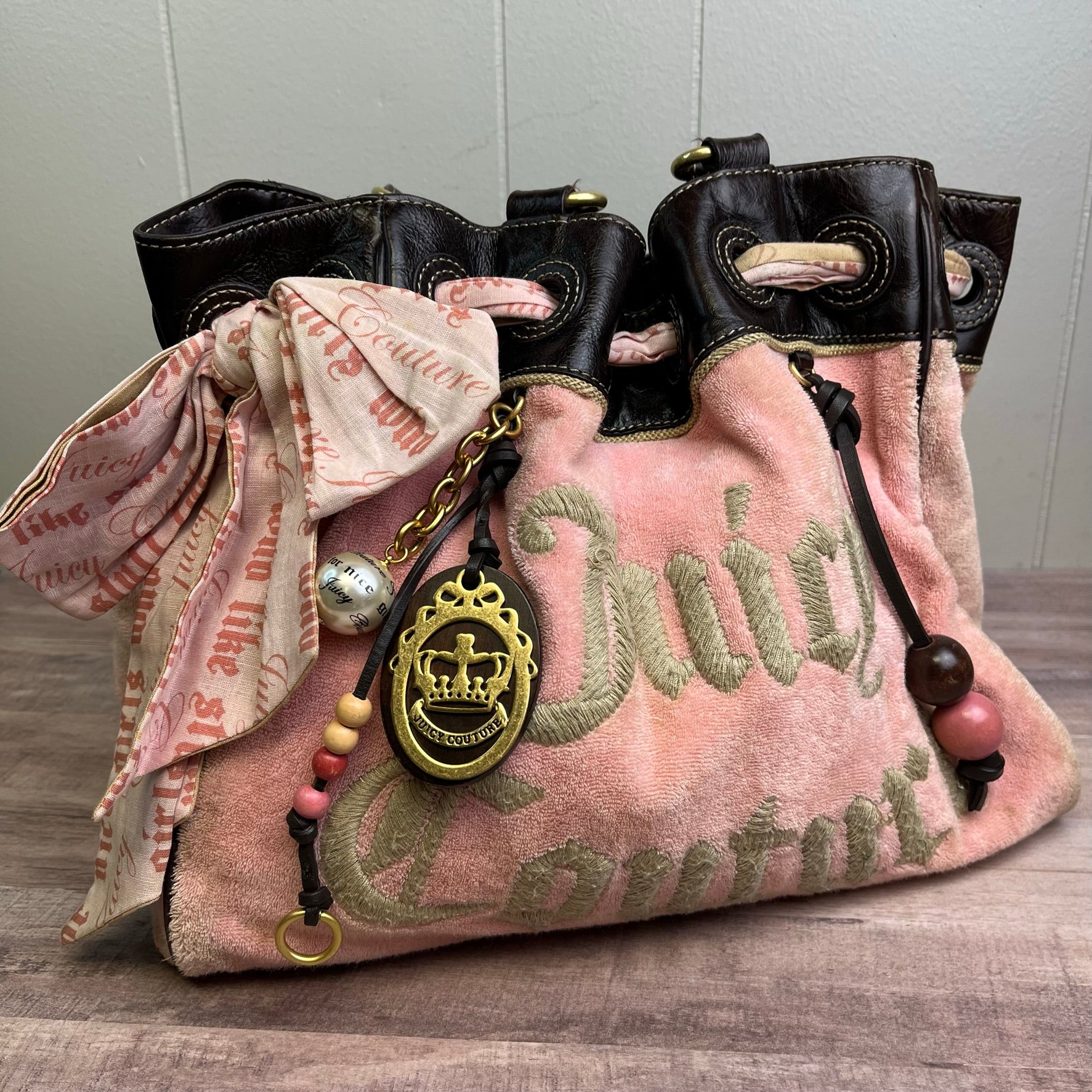 Vintage Paisley Pink Juicy Couture Purse Tote Bag Daydreamer Y2K