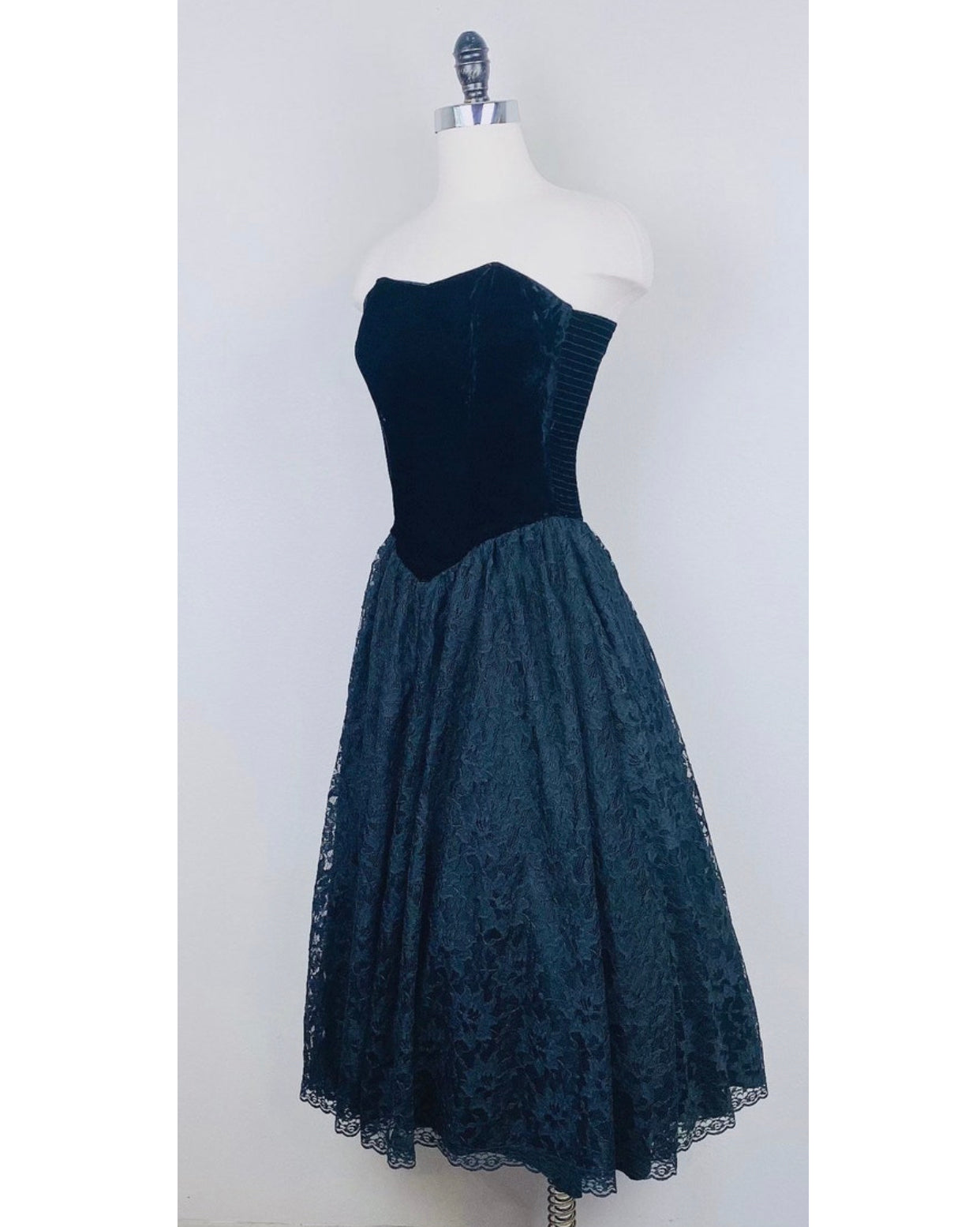 80s Vintage Black Velvet And Lace Strapless by Positively Ellyn | Shop ...
