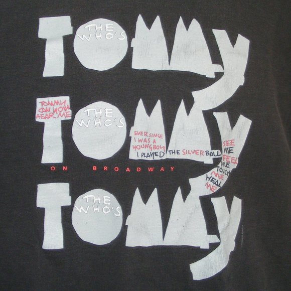 Vintage 90s The Who Tommy Broadway Musical T-shirt Black By Hanes 