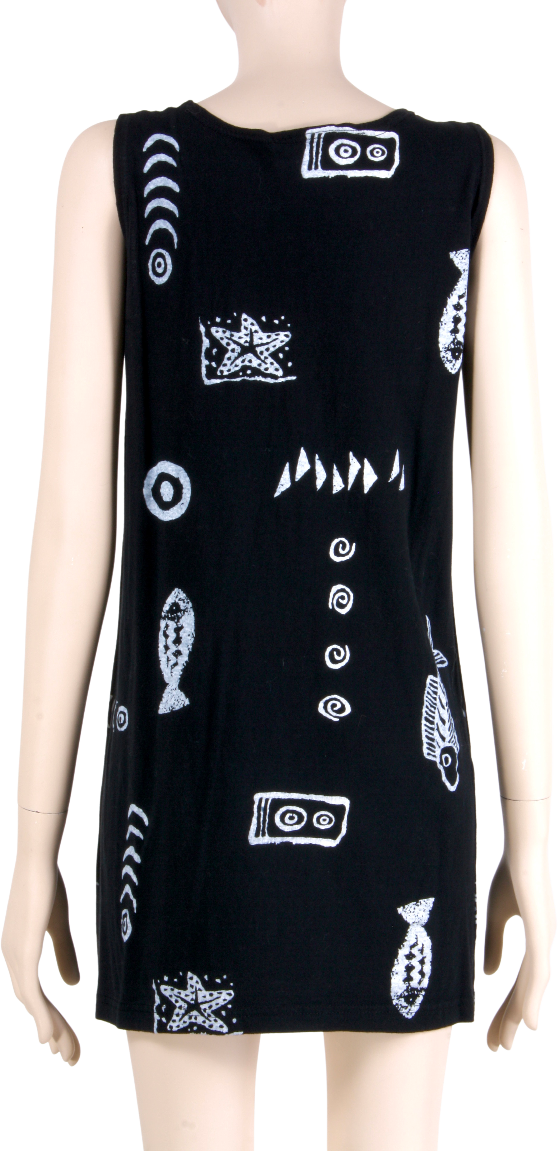 Vintage 90s/00s Cotton Fish Mini Shift Dress Beach Surf By Exist Sports Line 