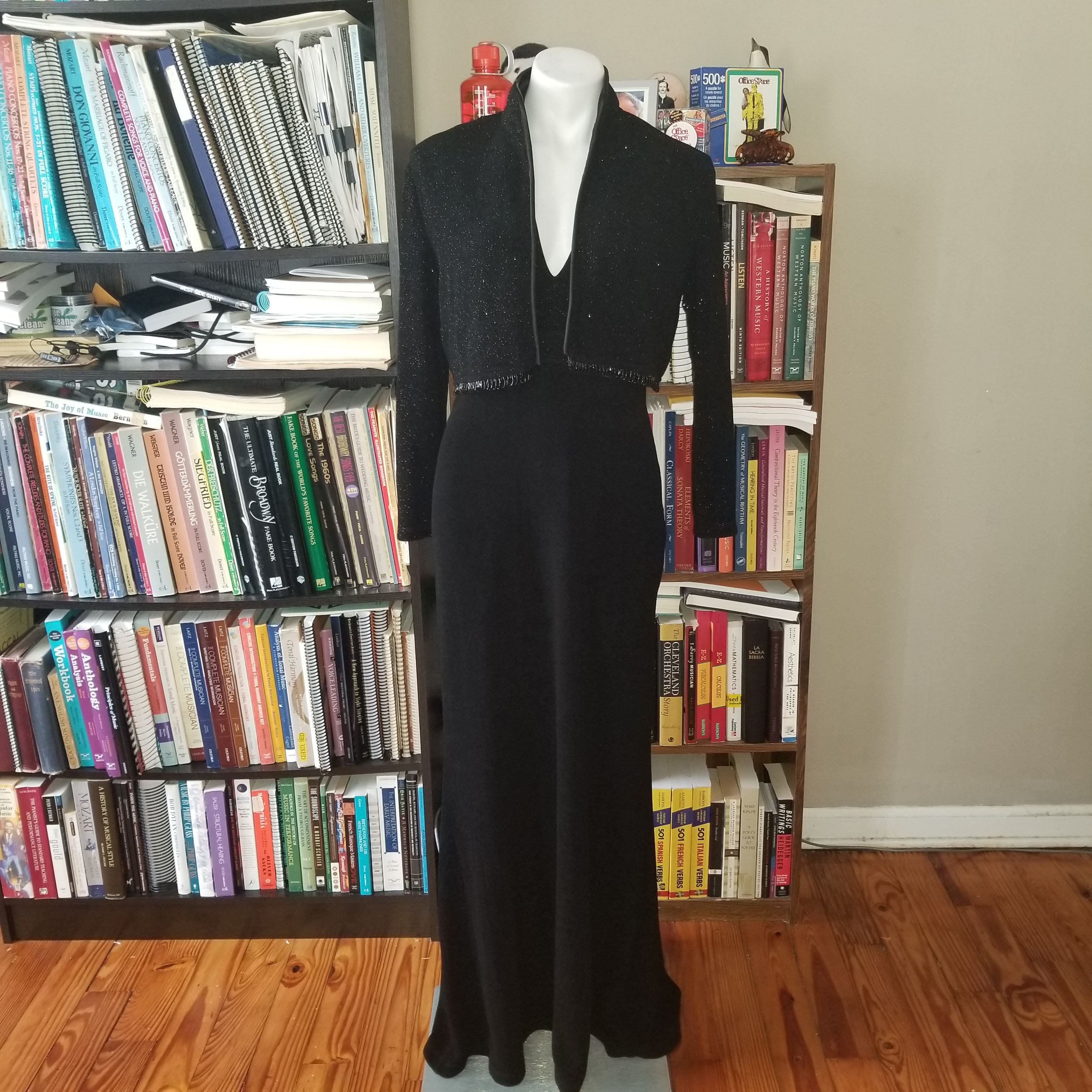 90s/00s Black and Red Halter Gown by Besty And Adam