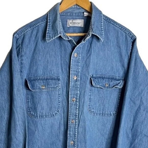 80s Vintage Mens Denim Long Sleeves Cotton Shirt By Roebuck | Shop  