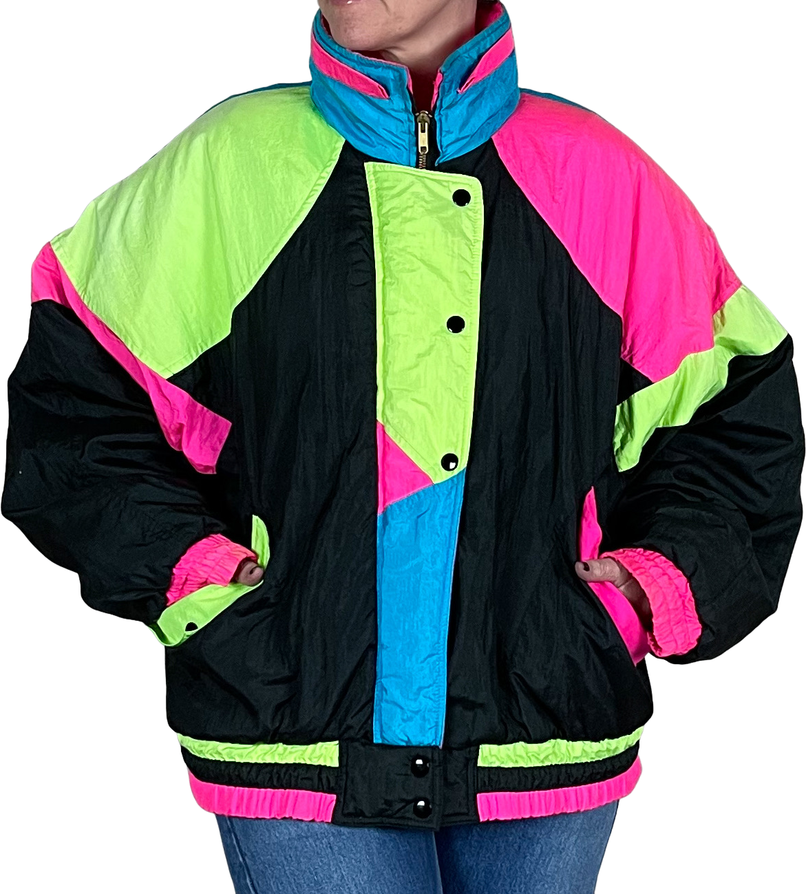80s Neon Dolman Sleeve Winter Jacket By East West | Shop