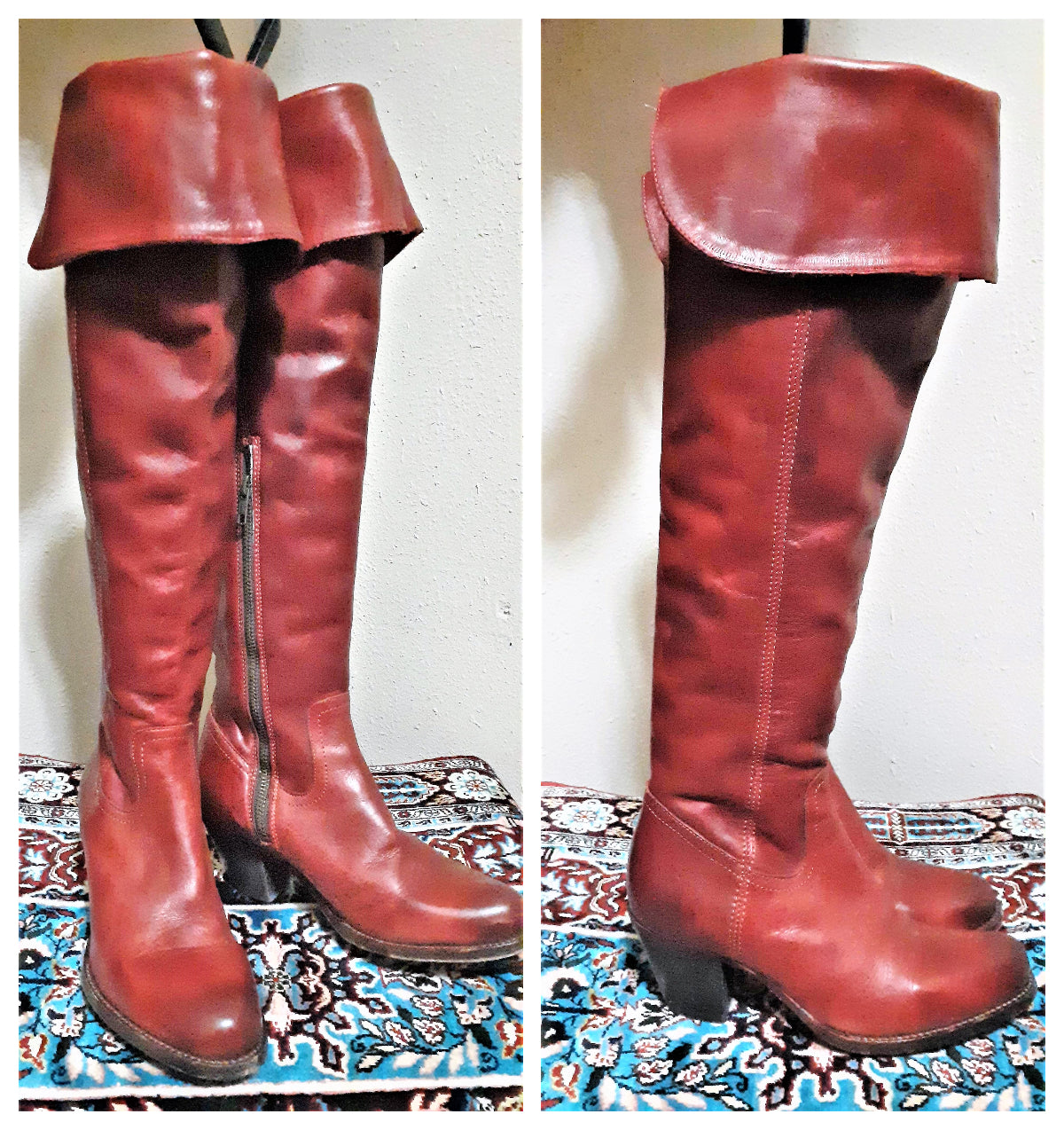 FRYE Brown Leather Boots/ Vintage Tall Boots / 70s 80s 90s 