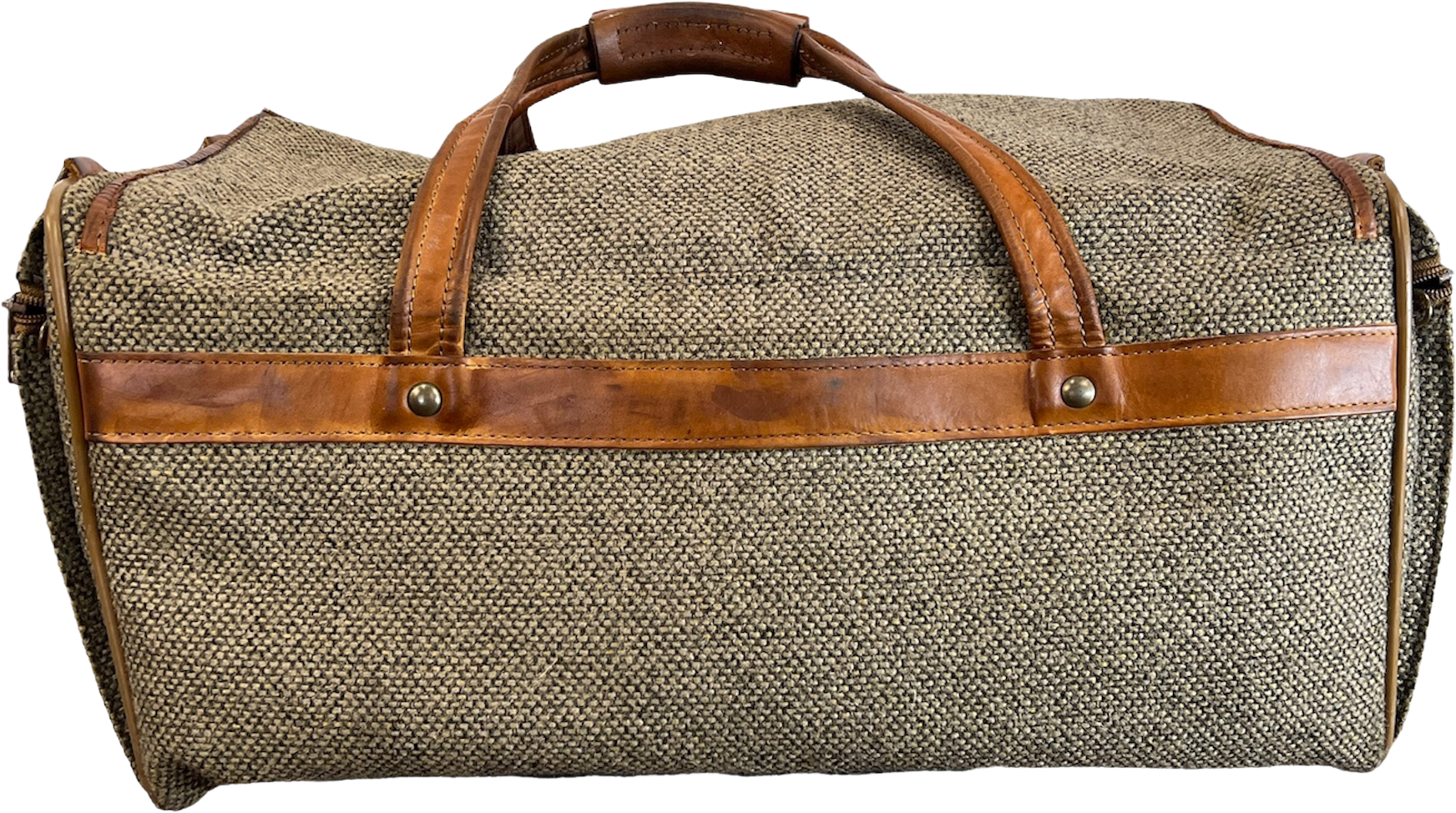 Vintage Retro HARTMANN Leather Brown Tweed Suitcase Luggage Travel