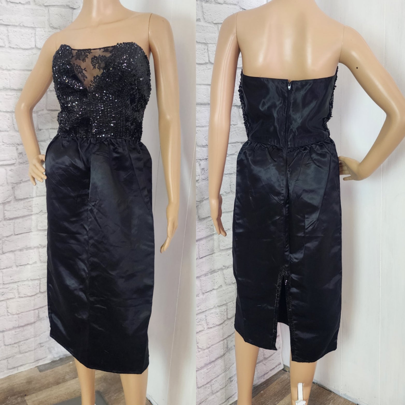 Vintage 90’s Staple Silk Sequin Neckline Midi Dress