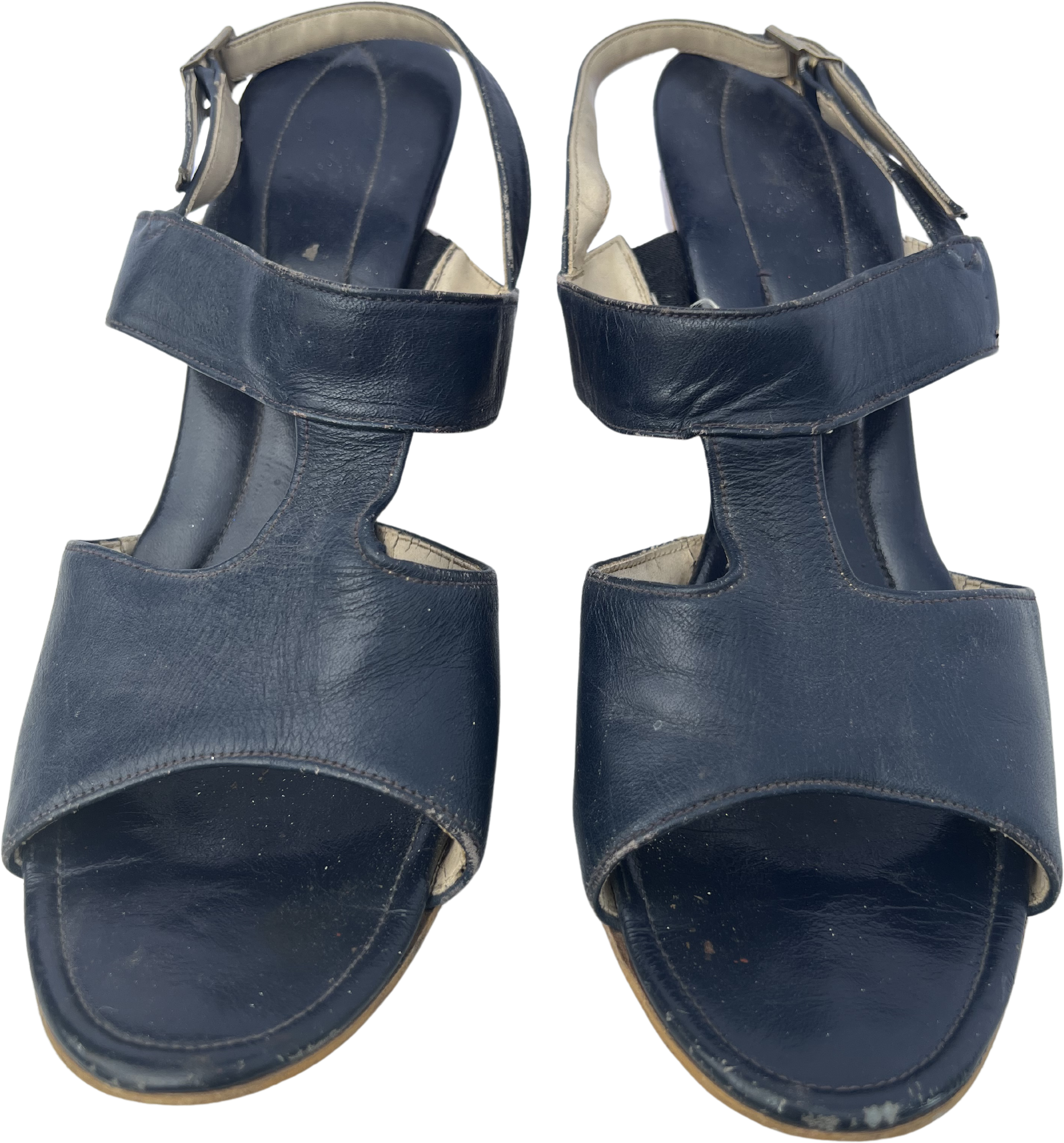 Blue leather 2025 wedge sandals