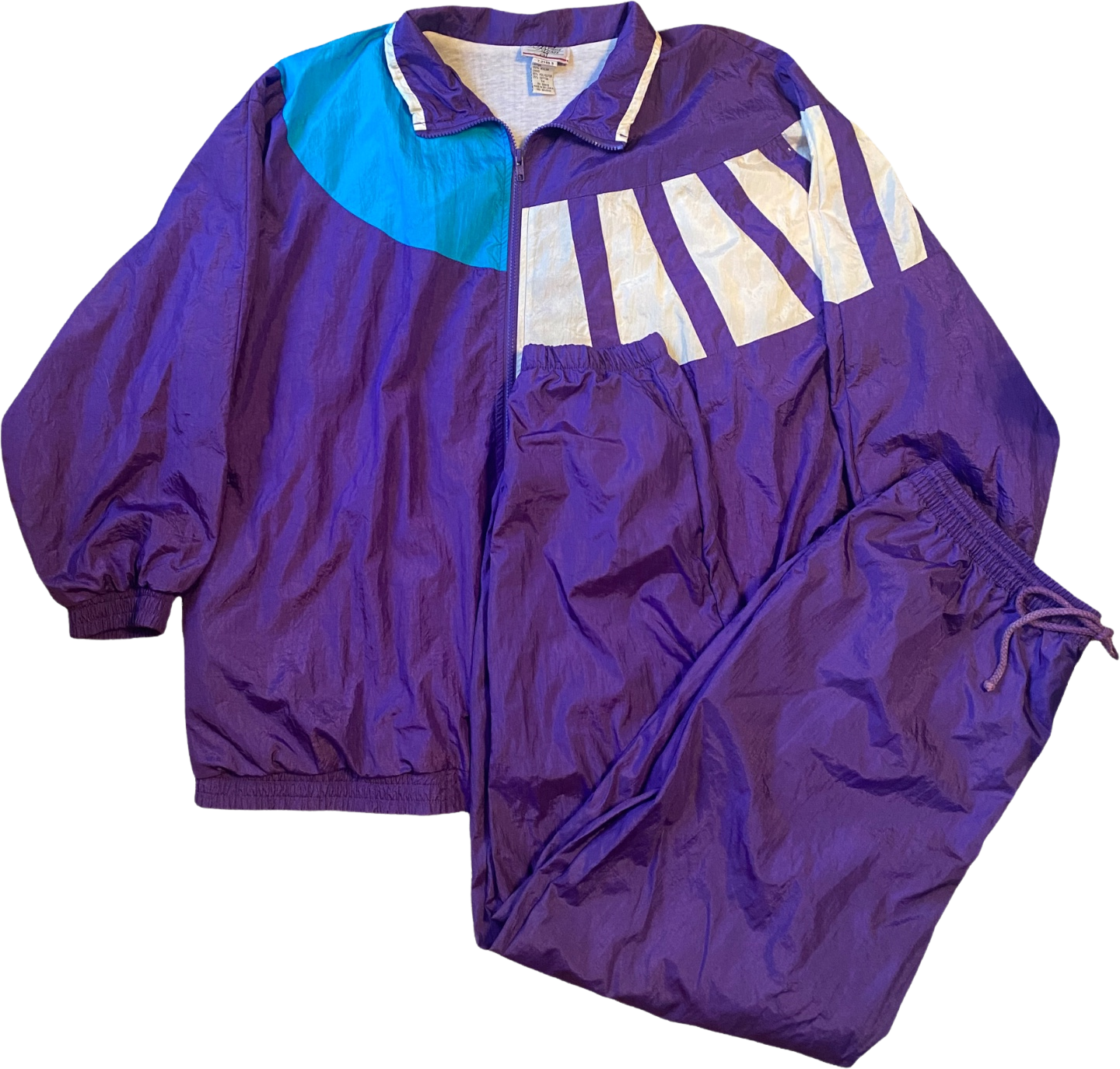 Vtg 90s Windbreaker Jacket & Pants Sz XL Tracksuit Color Block Red Blue  Purple