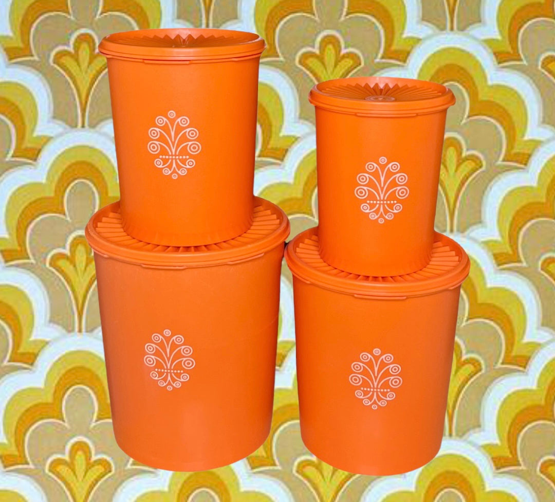 Vintage Tupperware Yellow Servalier 4 Four Canisters Set With Lids. Made in  USA by Tupperware. 