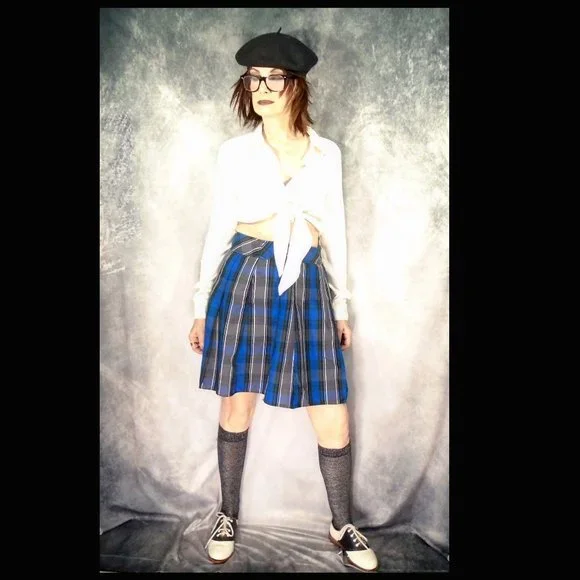 Vintage 60s/70s School Uniform Skirt Plaid Mini, Kogal Fashion By