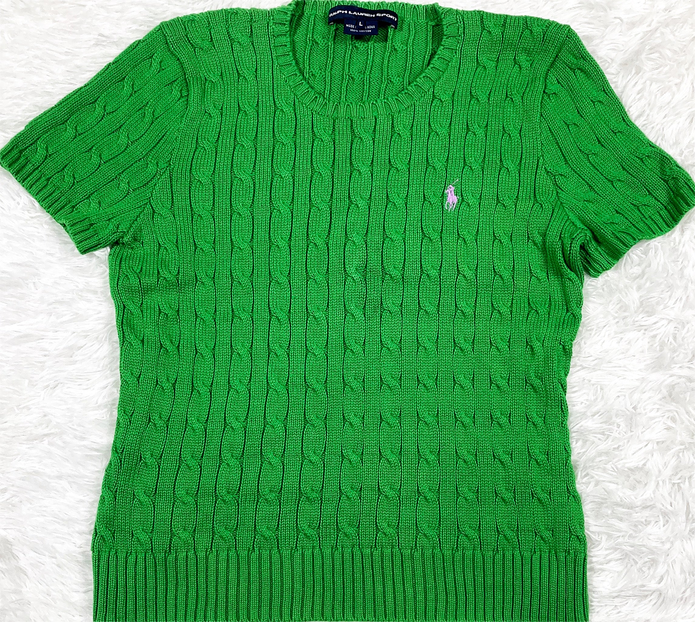 Vintage Lime Green Ralph Lauren Short Sleeve Sweater by Ralph Lauren