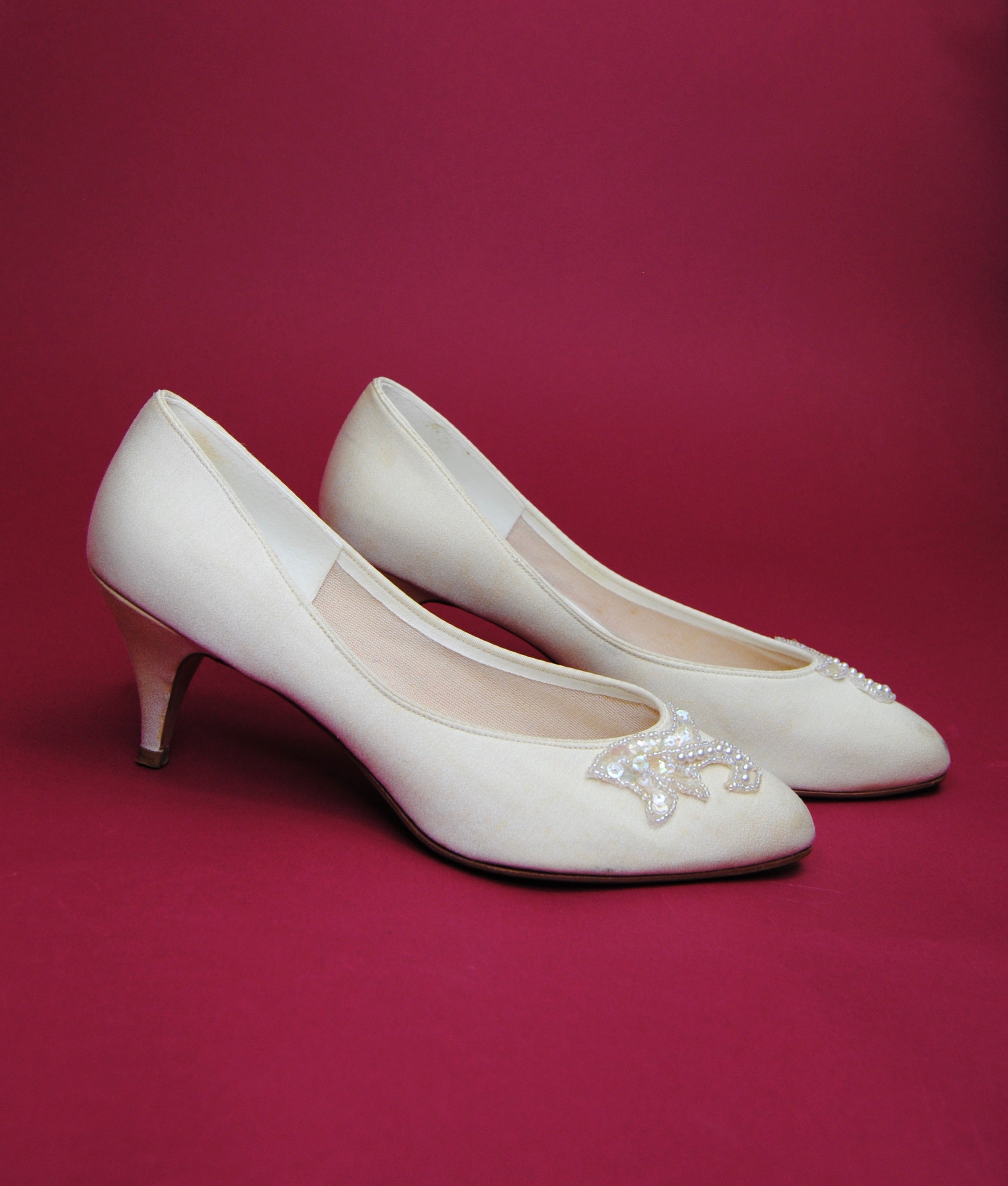 Vintage 80s Cream Wedding Shoes By Saugas Shop THRILLING