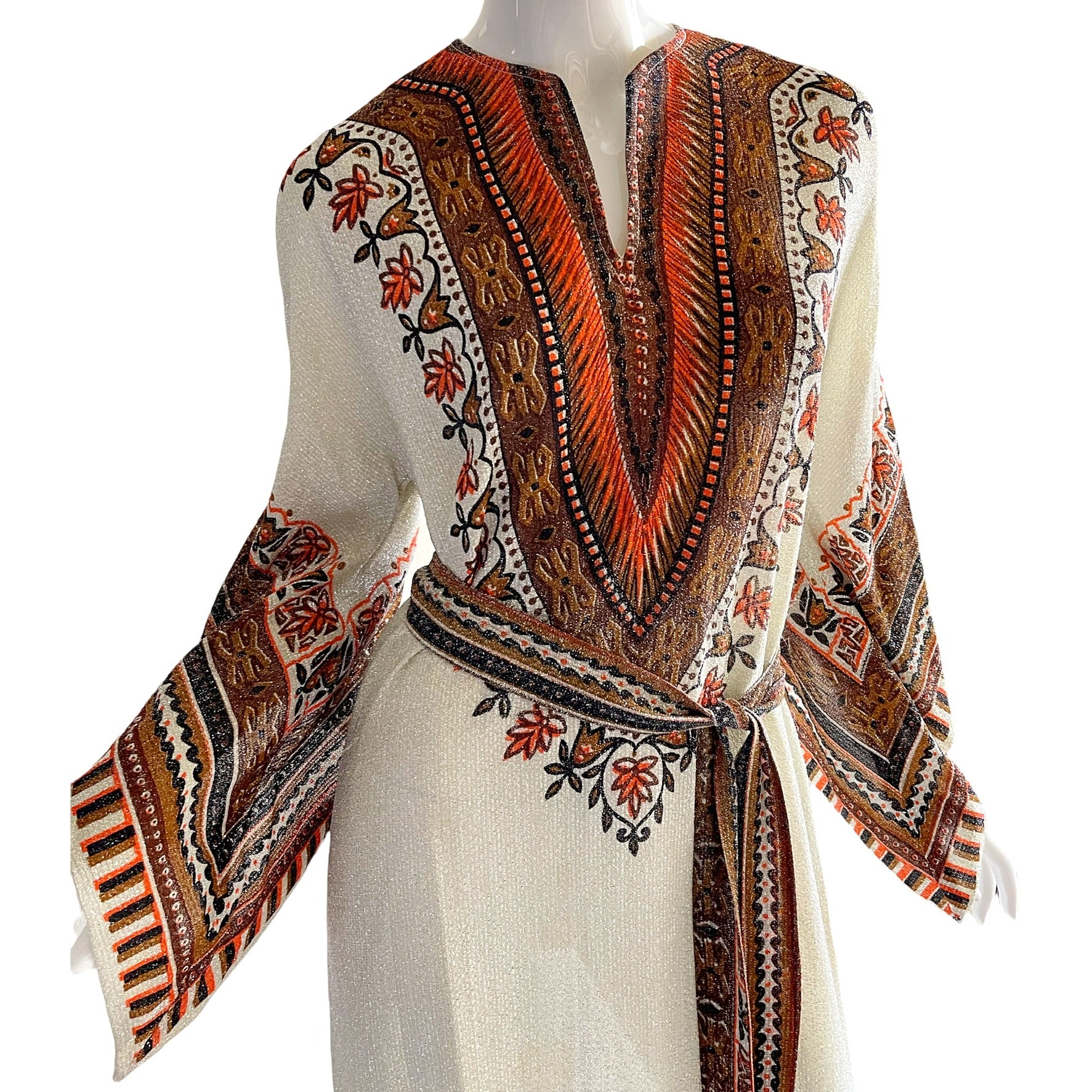 Vintage 70s Metallic Kimono Dashiki Caftan Dress Maxi By Elegant Miss ...