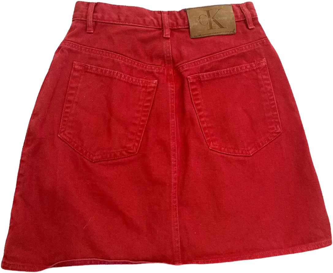Calvin klein shop red denim skirt
