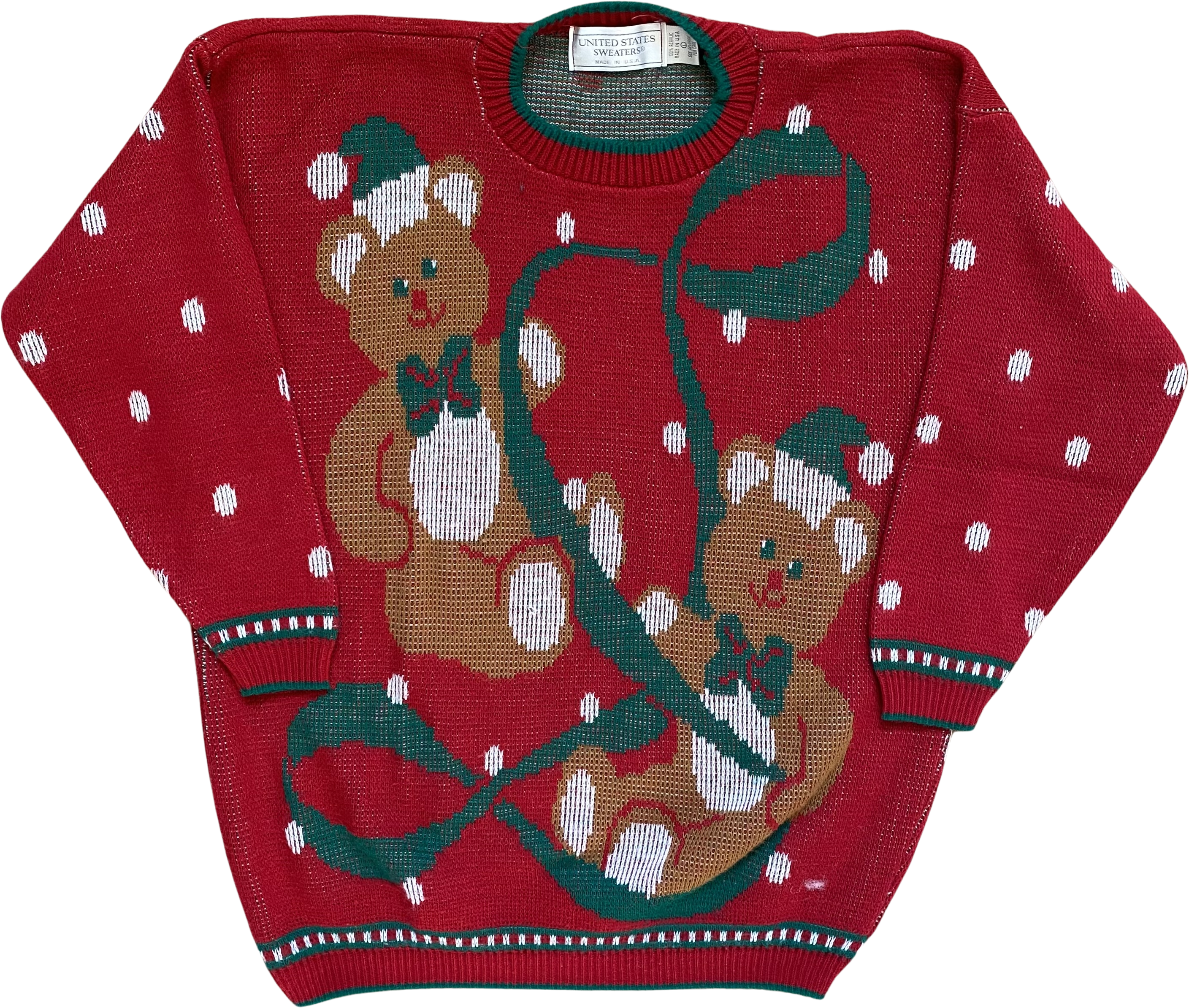 Vintage 80s 90s Christmas Bears Ugly Sweater By United States