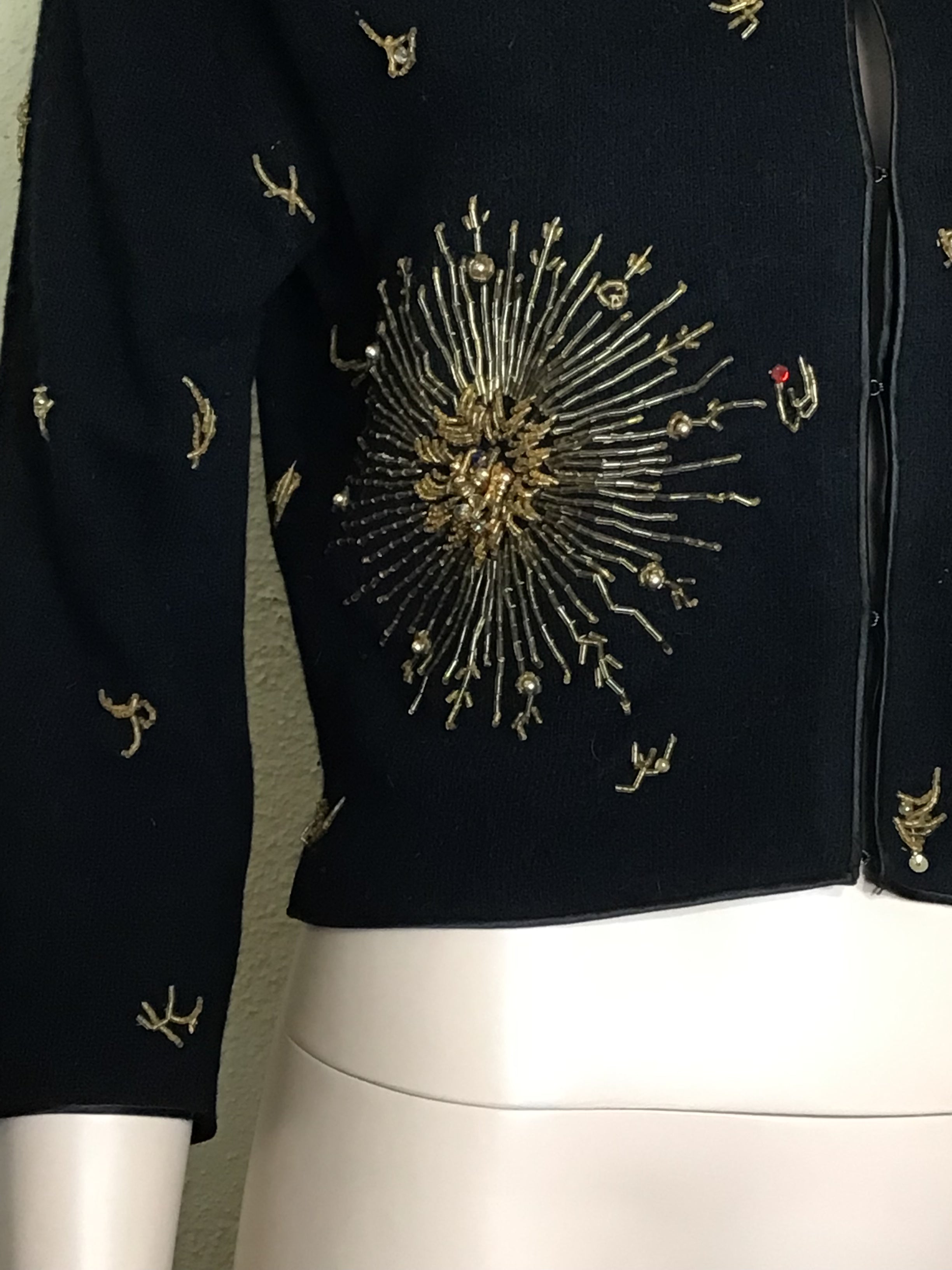 1950s Gold Sequin & Rose Gold Beaded Cashmere Sweater