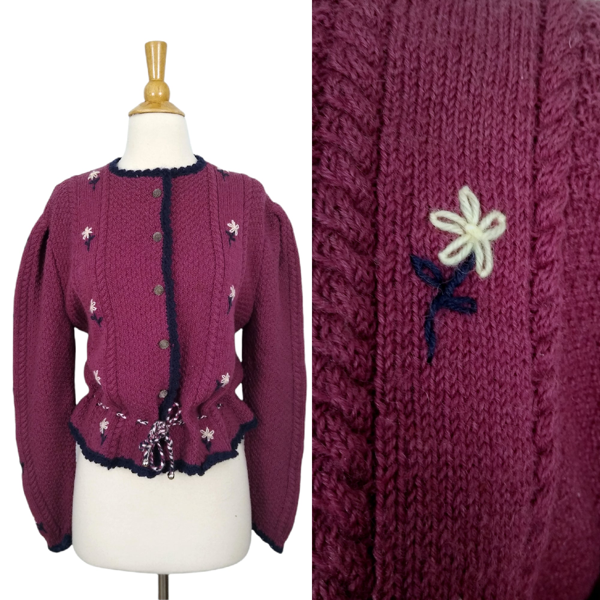 John + Jenn Franco Flower Embroidery Cardigan- Sugar Plum main image 1