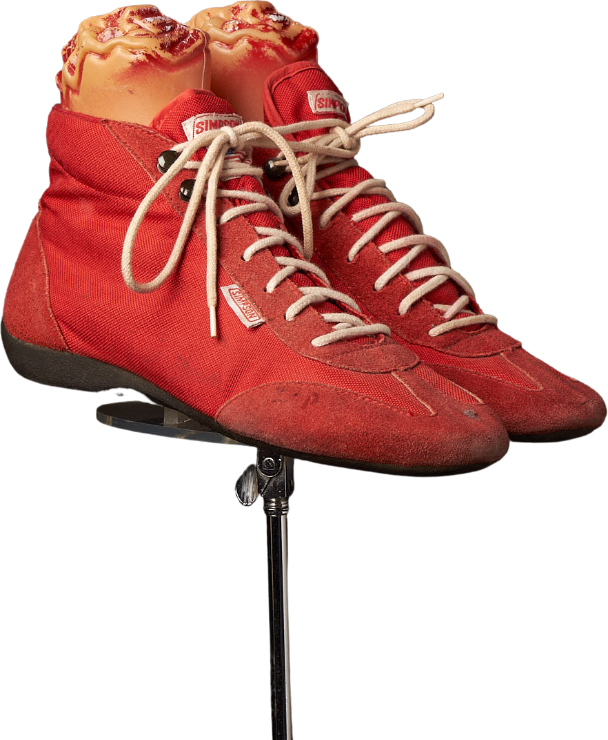 Vintage 90s Simpson Racing Shoe Red Size 6.5 Made‎ In USA Simpson Suede Leather Hightop Racing Shoes main image 3