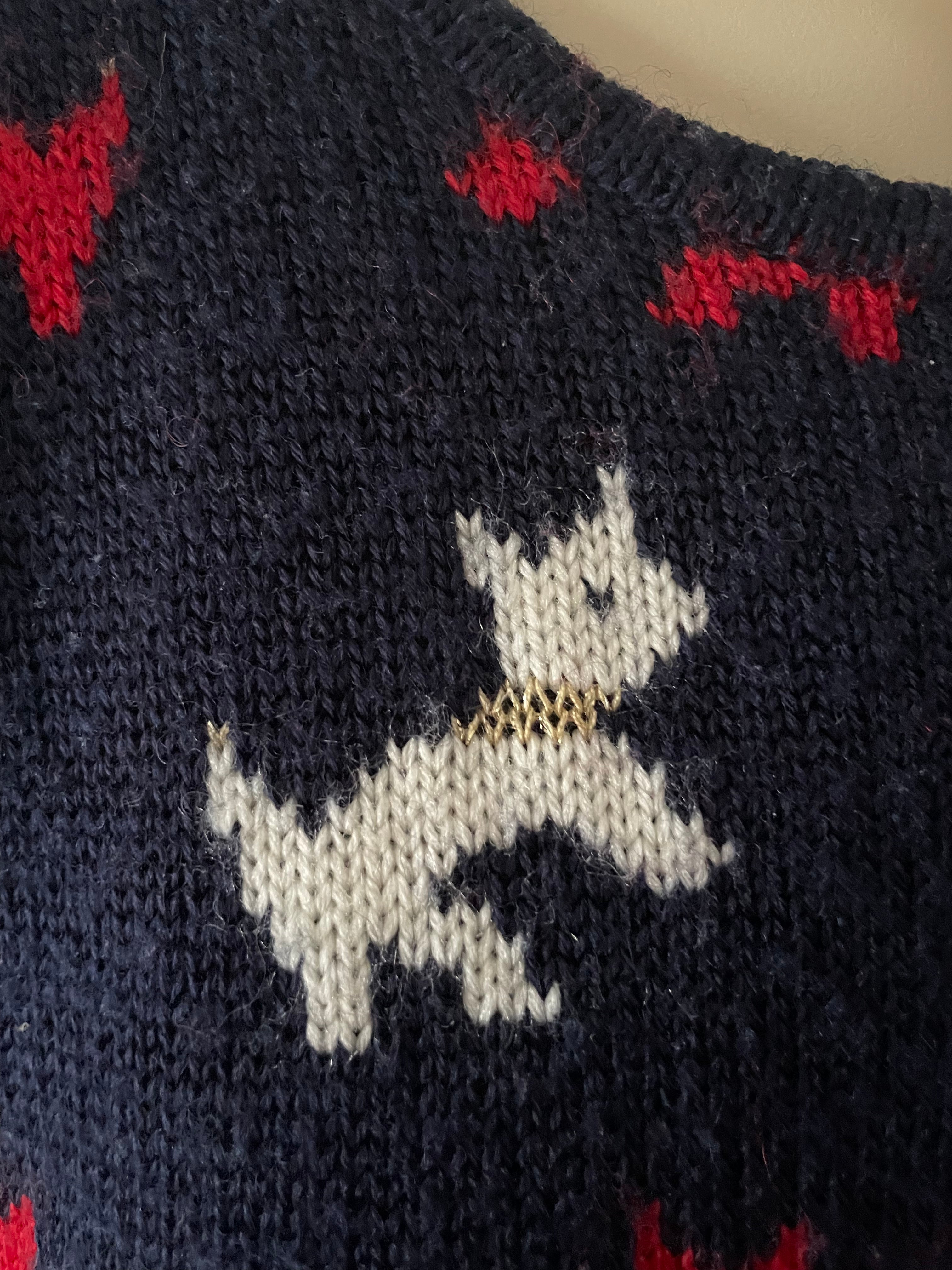 Vintage 80s Tangeila Navy Scotty Dog Sweater By Tangeila Shop THRILLING