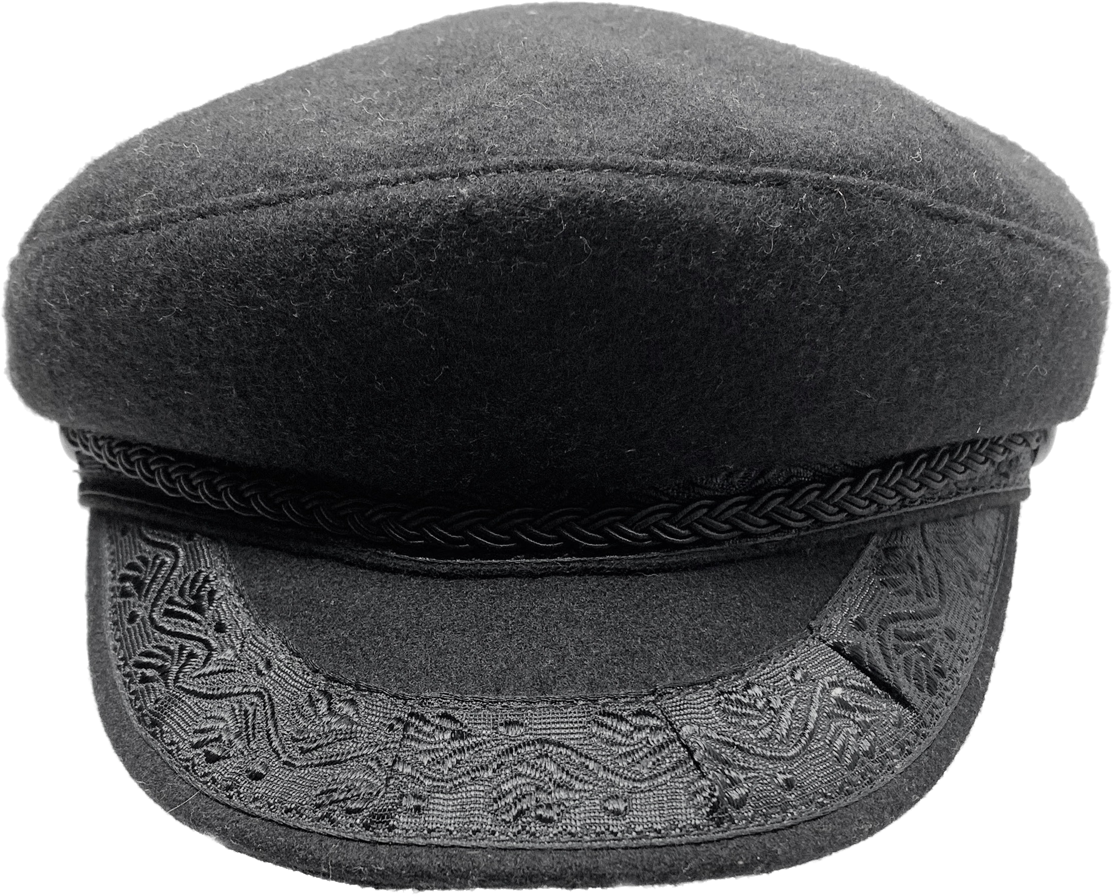 Vintage 80's/90's Ornate Black Wool Felt Mariner's Hat by New York Hat Co