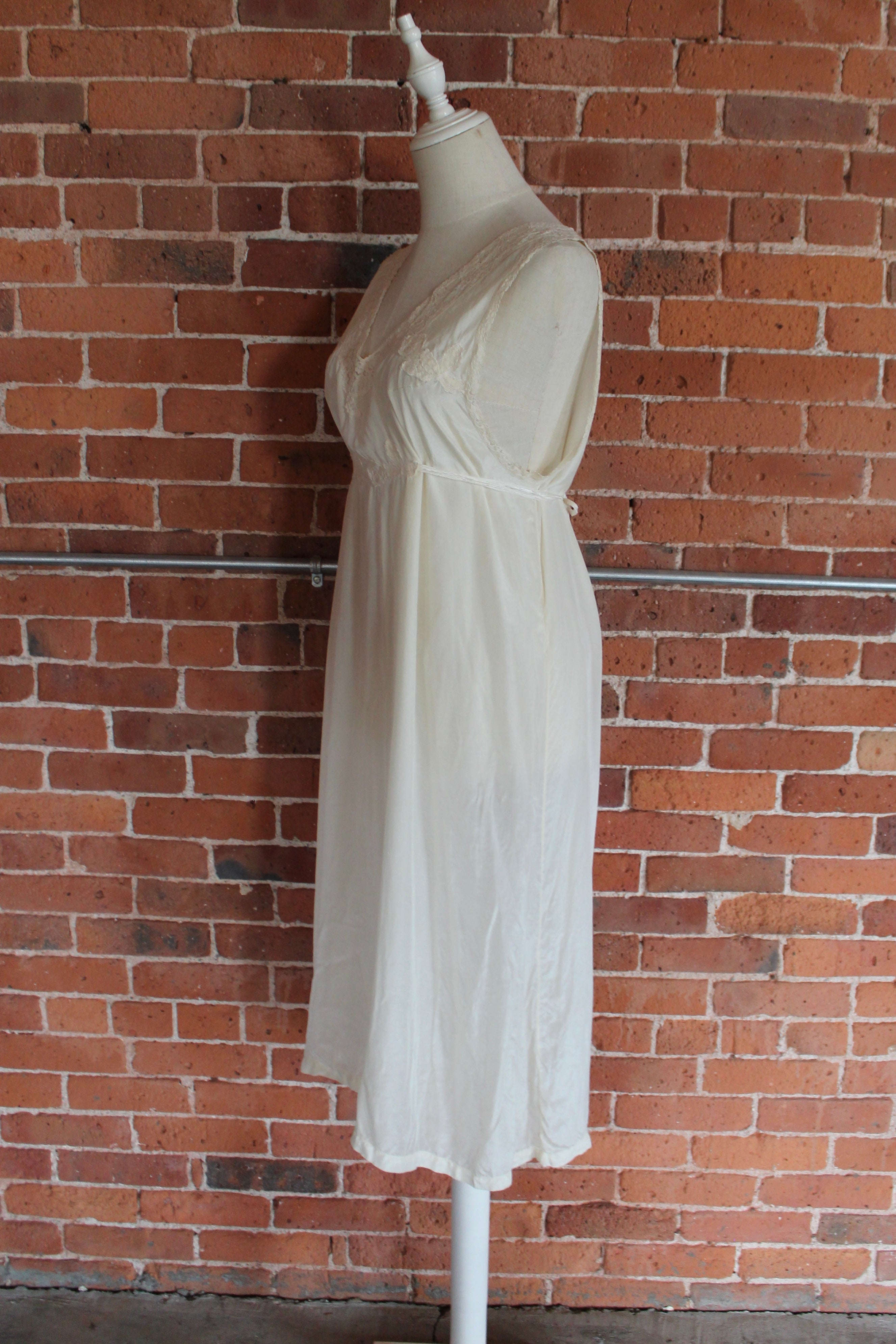 Vintage Cream Silk Slip Dress With Lace Trim Shop THRILLING