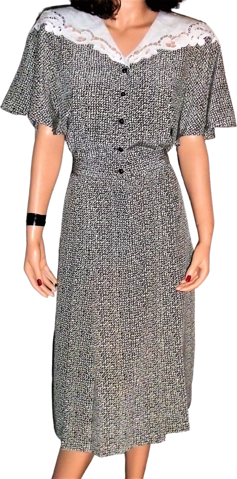 Buy Vintage Nancy Johnson I. Magnin Black White Cut outs Dress 10