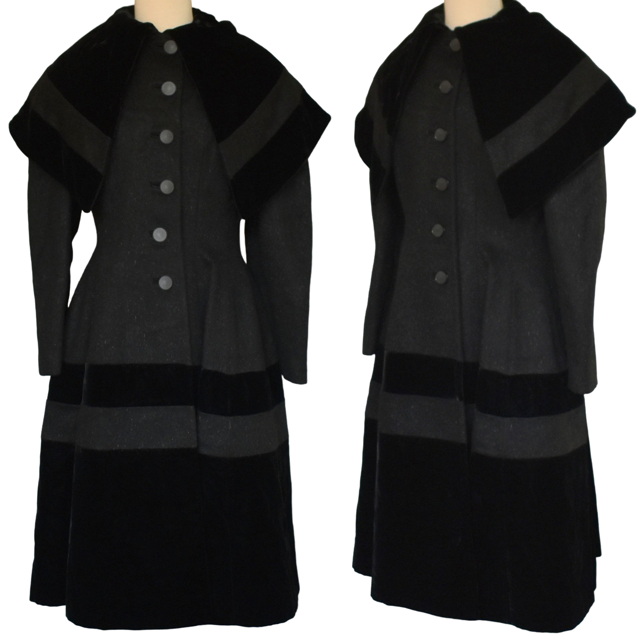 Vintage 40's Black Wool and Silk Velvet Princess Coat by Lilli Ann | Shop  THRILLING