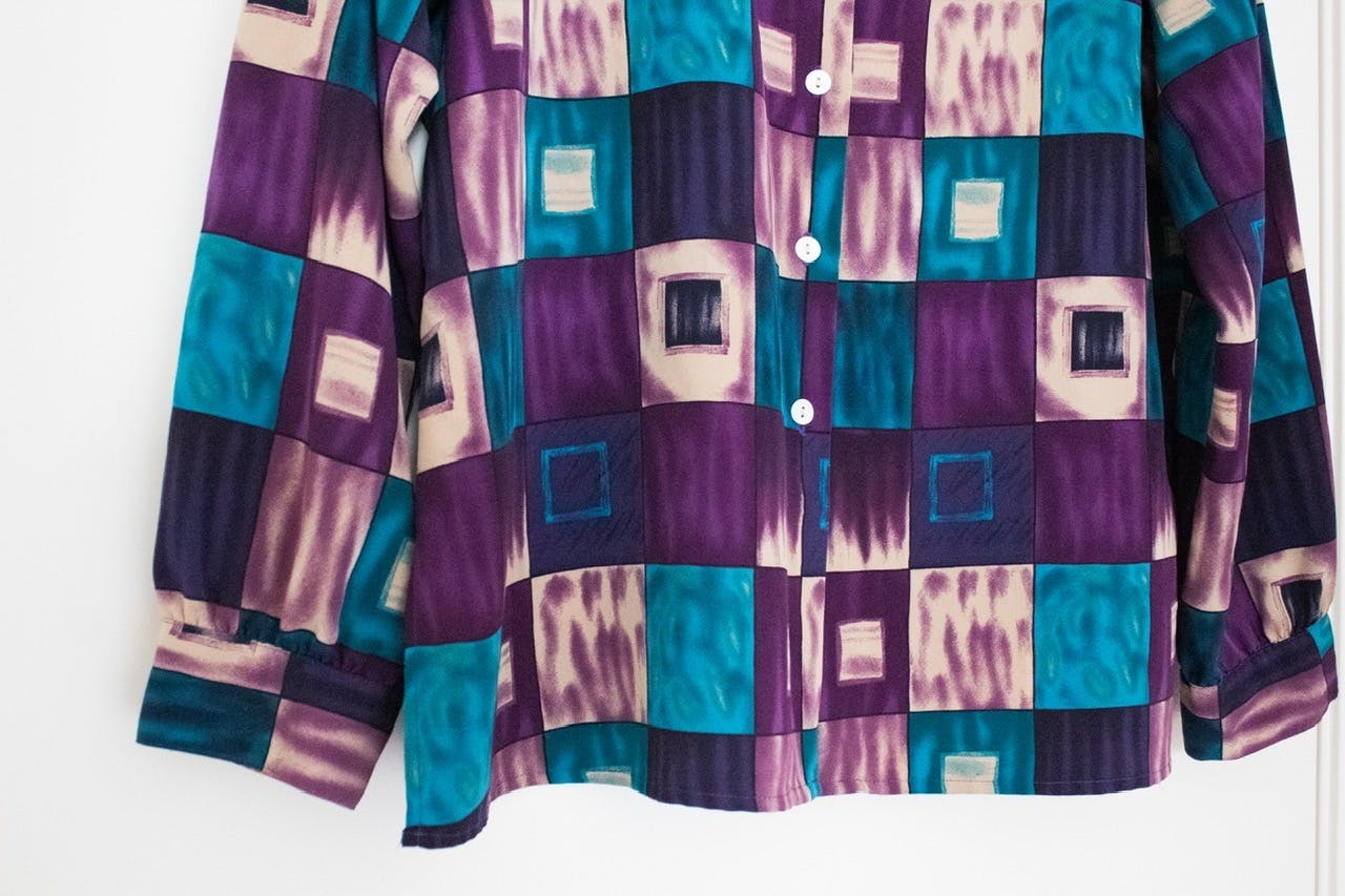 Vintage Geometric Print Blouse