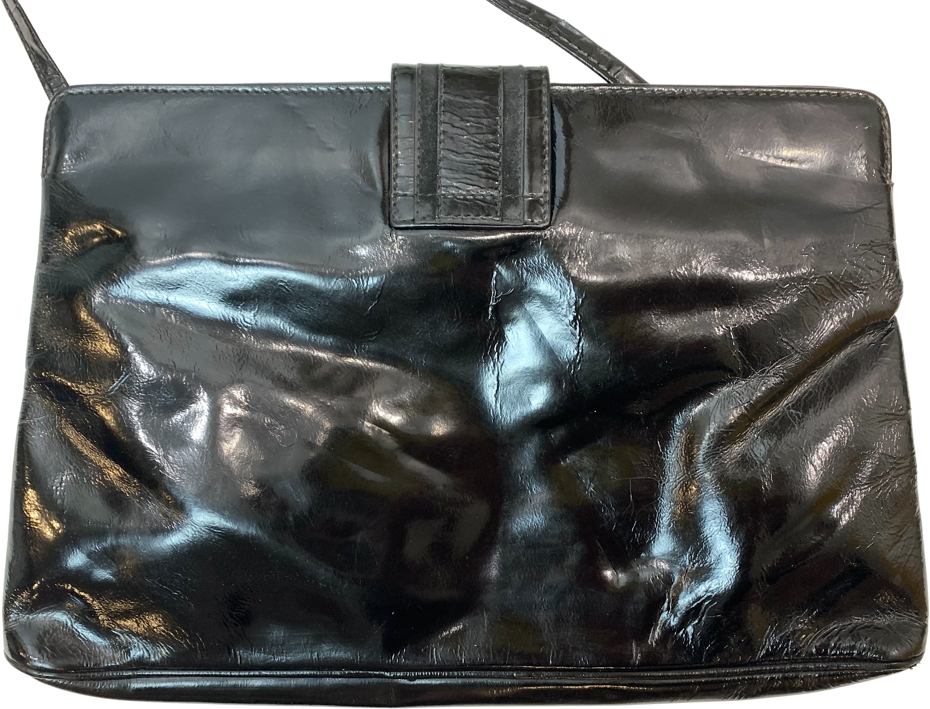 Gucci Black Patent Leather Vintage Shoulder Bag