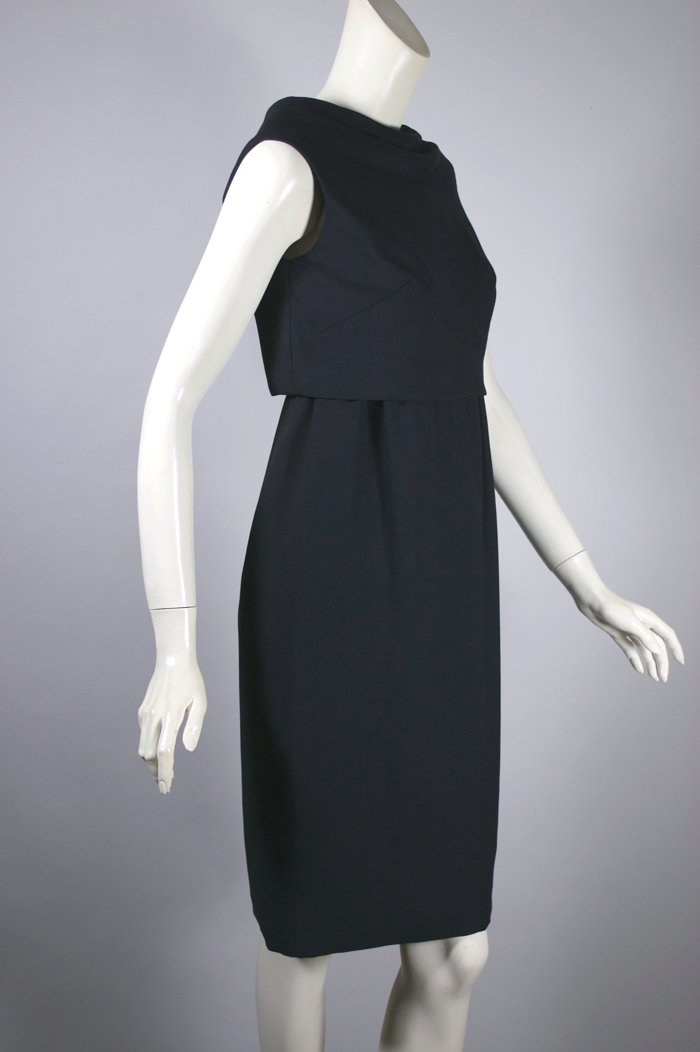 60's Dress Black Crepe Rayon Cocktail Designer Dress popular XS