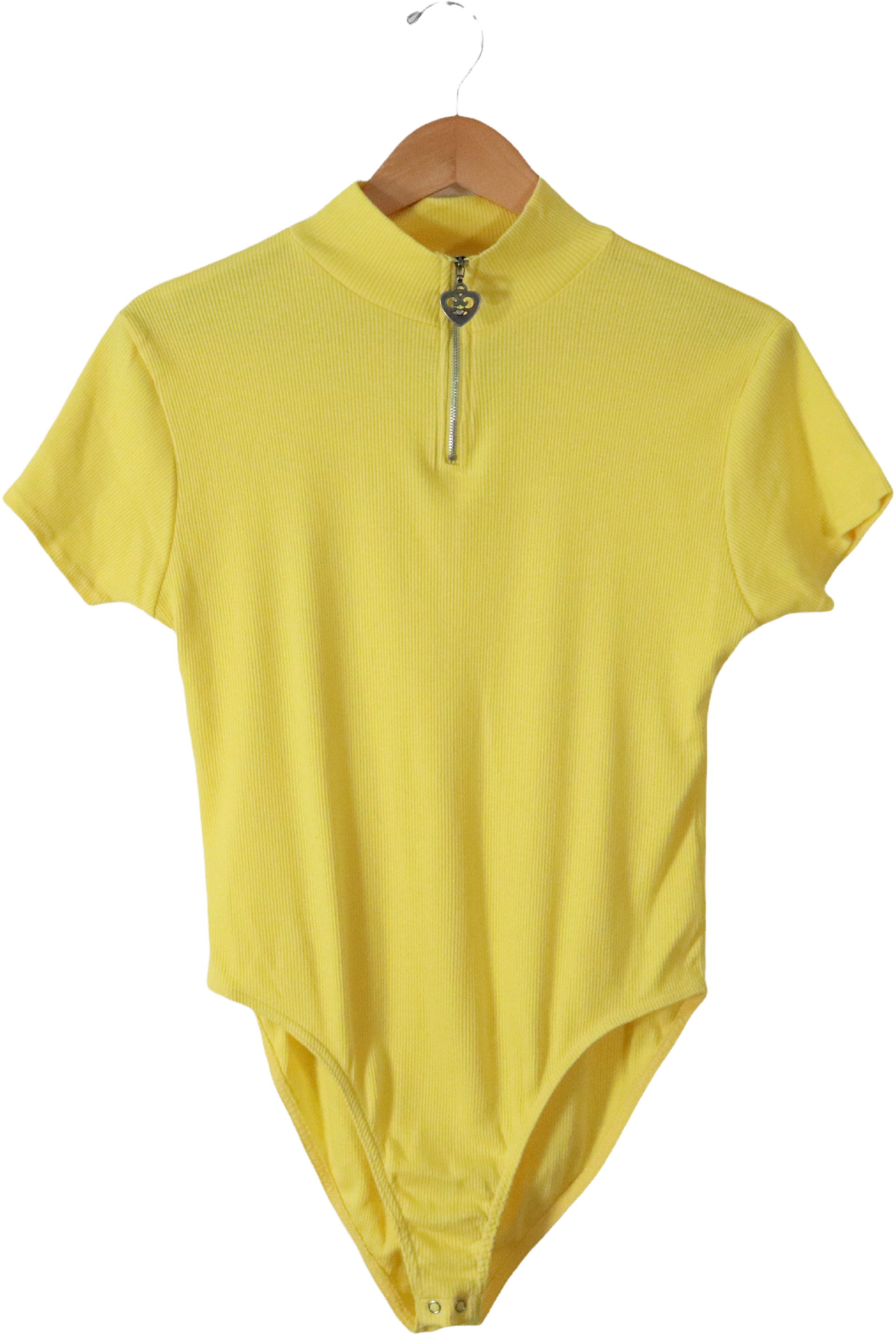 Like No Other Short Sleeve Zipper Bodysuit - Yellow