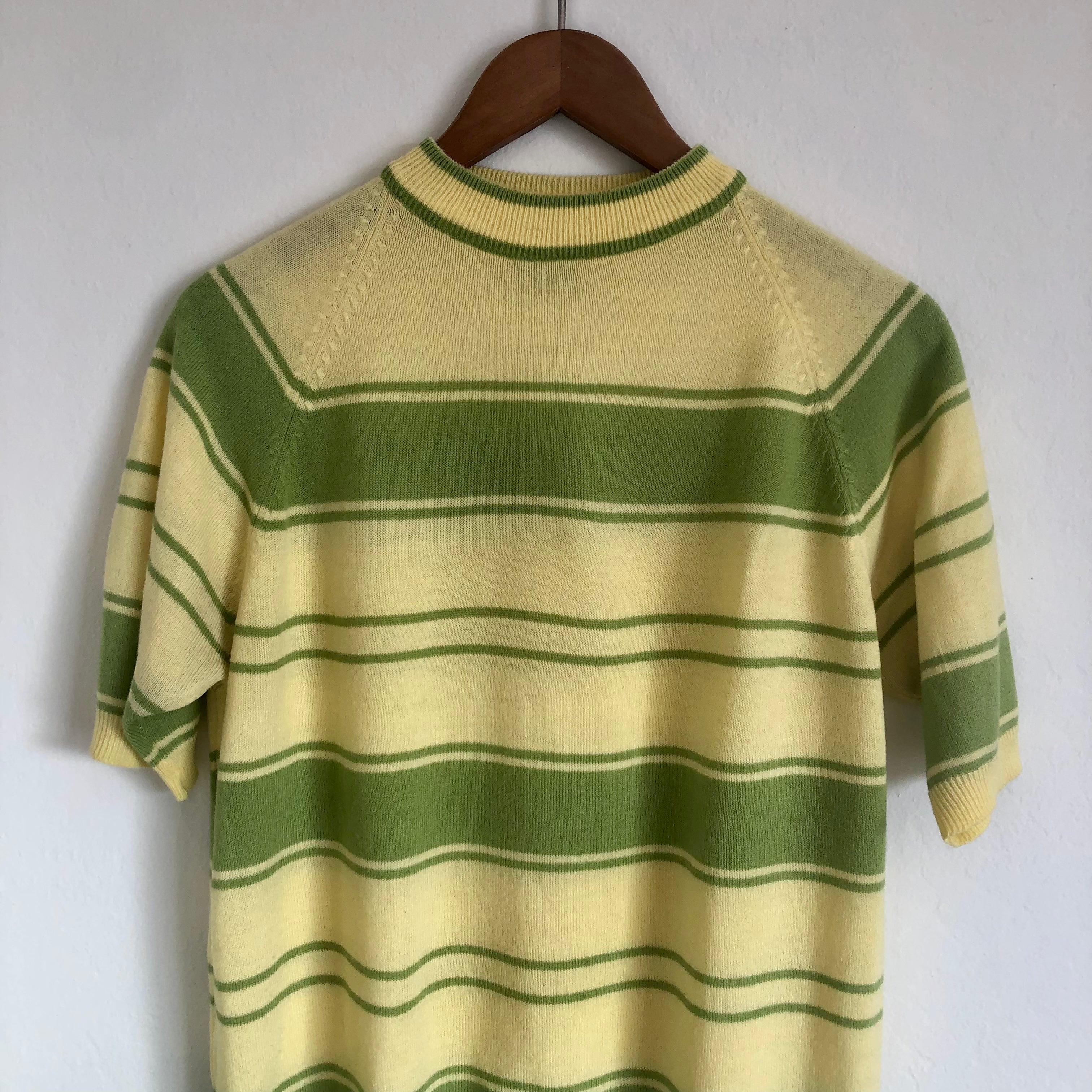 60s-70s VTG hotsell Puritan Mustard Yellow/White Fake Layered Mock Neck T Shirt Short Sl