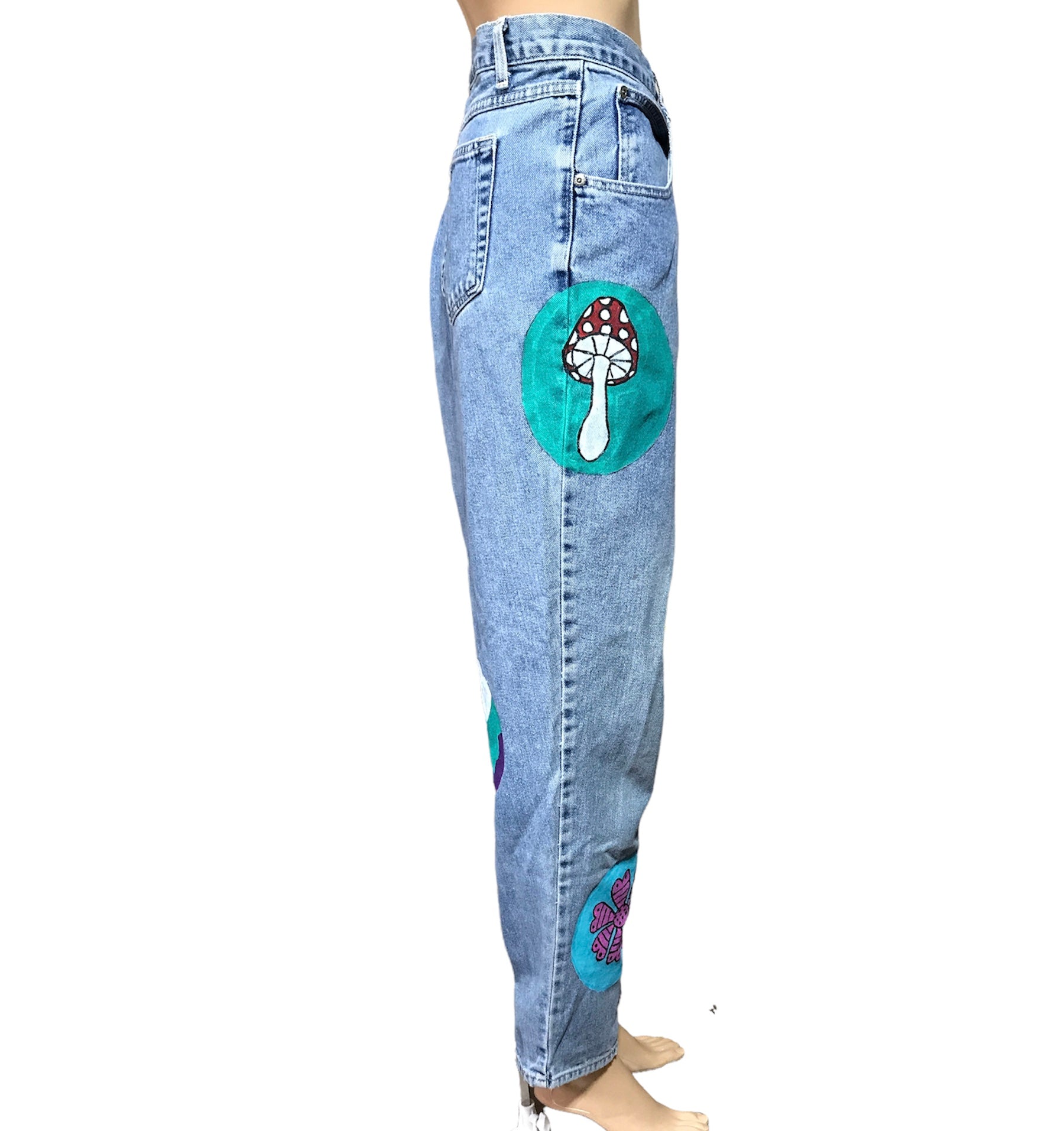 Custom reworked artist painted vintage good 80s mom jeans NATURAL PRIDE LGBTQ+