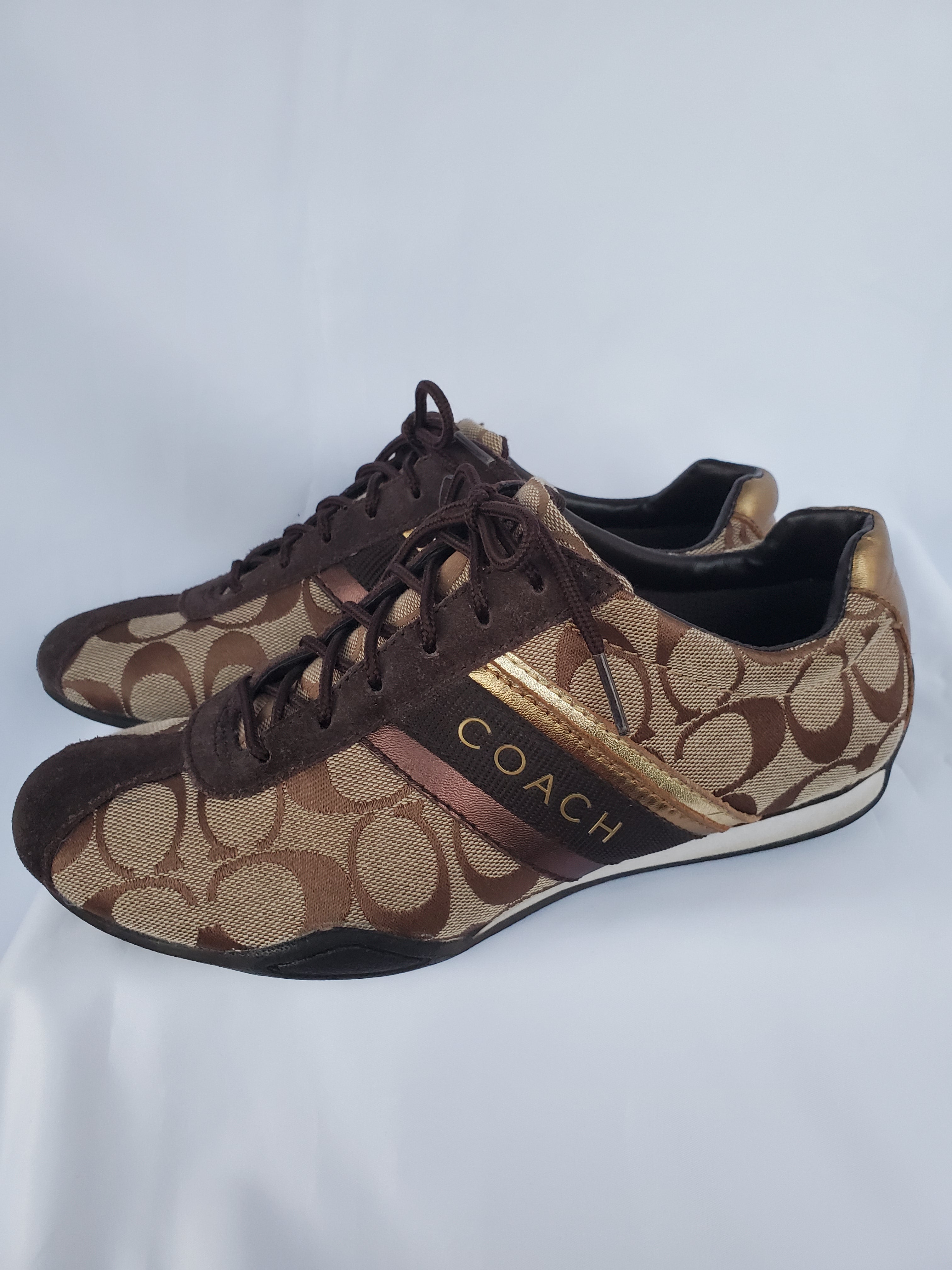 Coach Tennis Shoes Size 8 M EU 38.5 Brown and Bronze Q582 JAYME